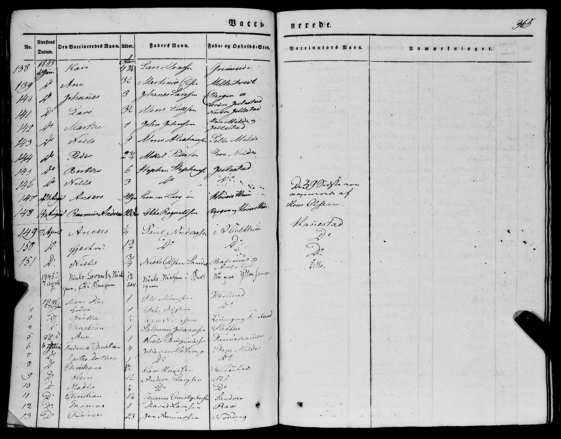 Fana Sokneprestembete, SAB/A-75101/H/Haa/Haaa/L0008: Parish register (official) no. A 8, 1829-1851, p. 365