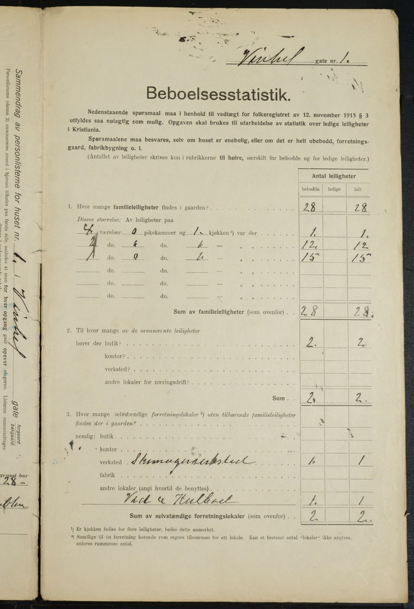 OBA, Municipal Census 1916 for Kristiania, 1916, p. 127410