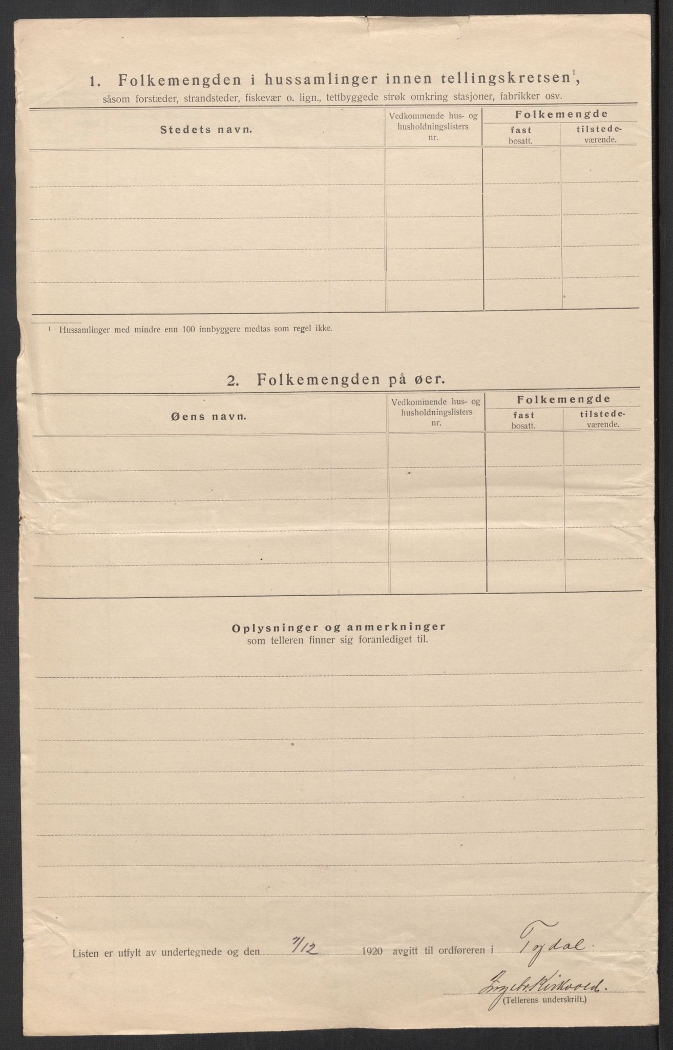 SAT, 1920 census for Tydal, 1920, p. 17