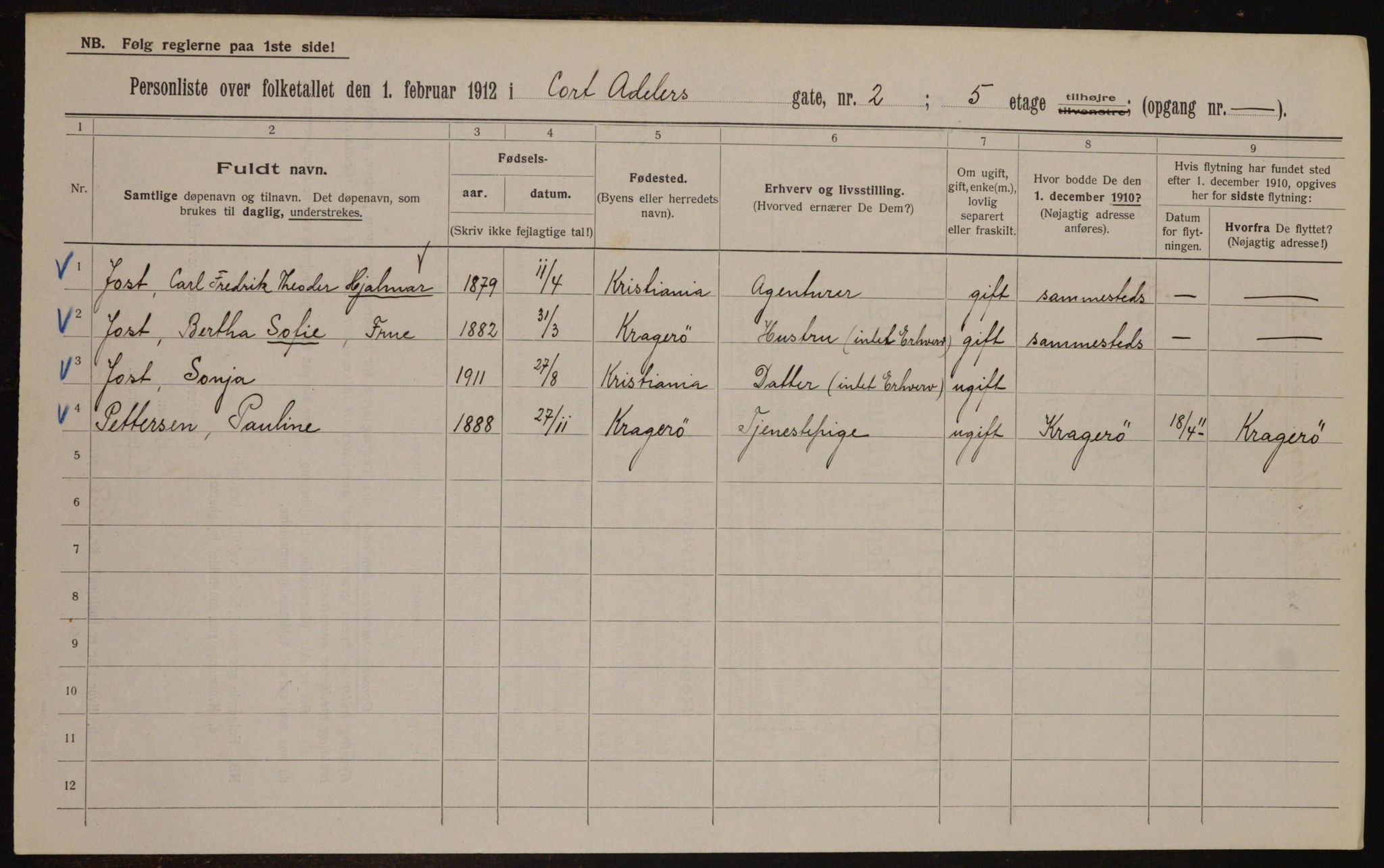 OBA, Municipal Census 1912 for Kristiania, 1912, p. 13515