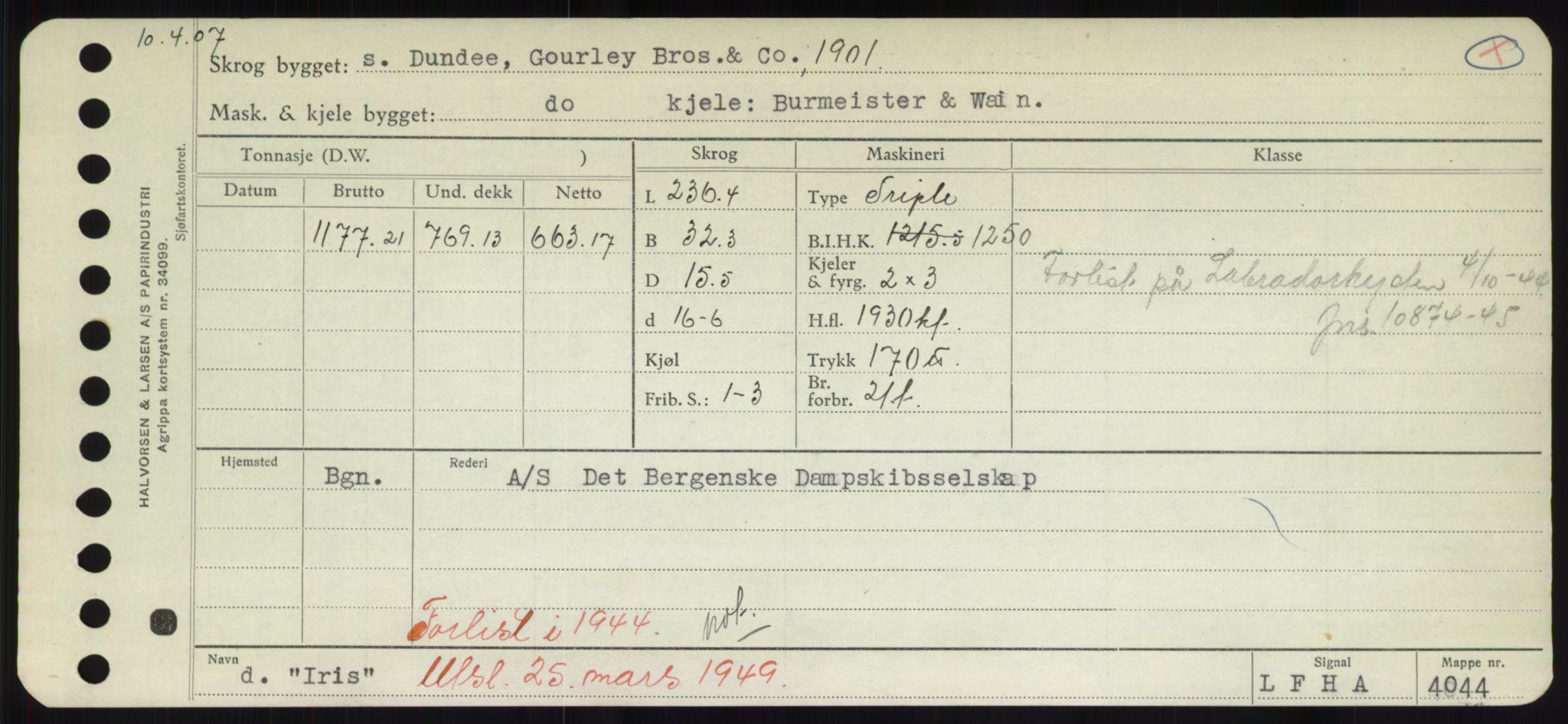 Sjøfartsdirektoratet med forløpere, Skipsmålingen, RA/S-1627/H/Hd/L0018: Fartøy, I, p. 227