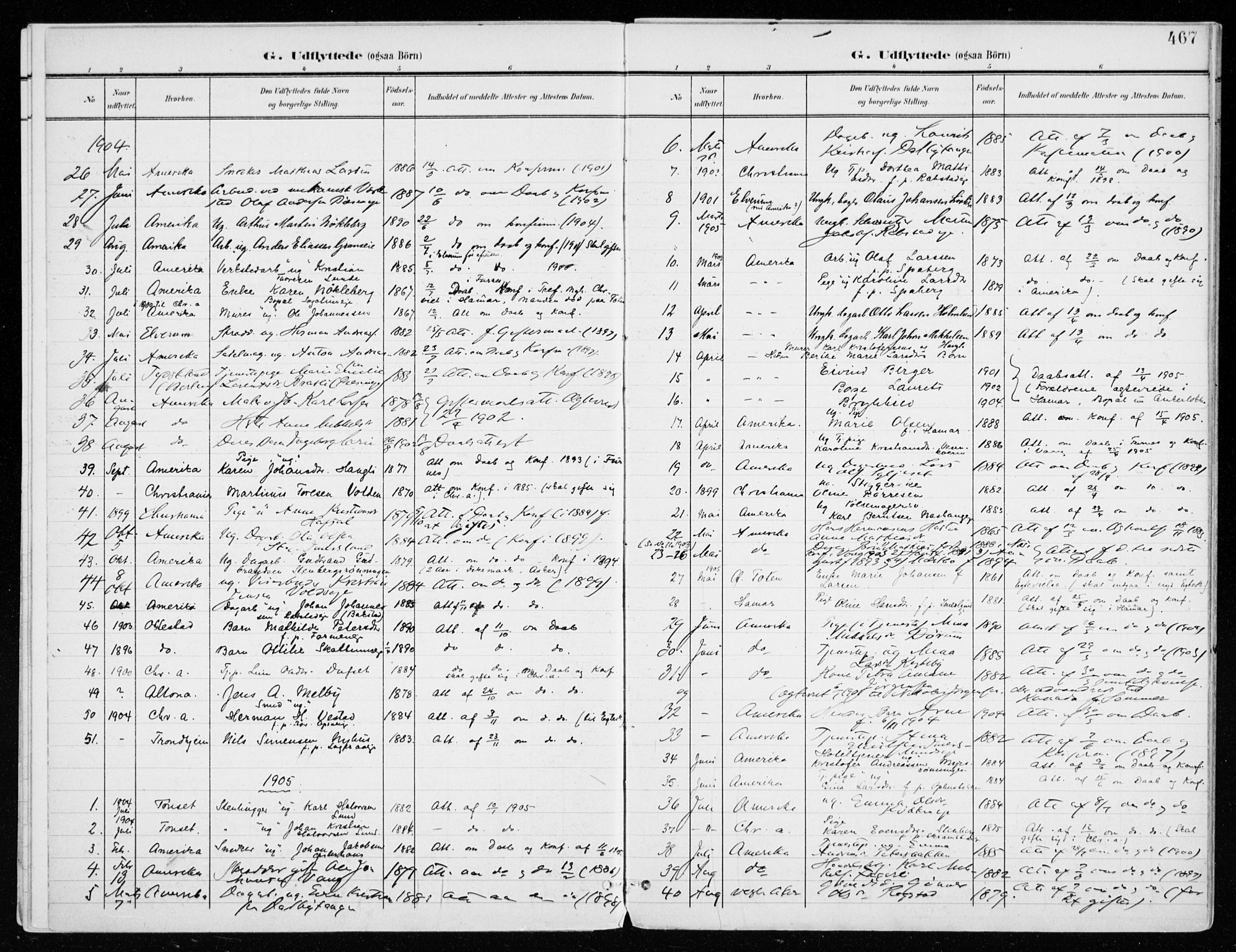 Vang prestekontor, Hedmark, AV/SAH-PREST-008/H/Ha/Haa/L0021: Parish register (official) no. 21, 1902-1917, p. 467