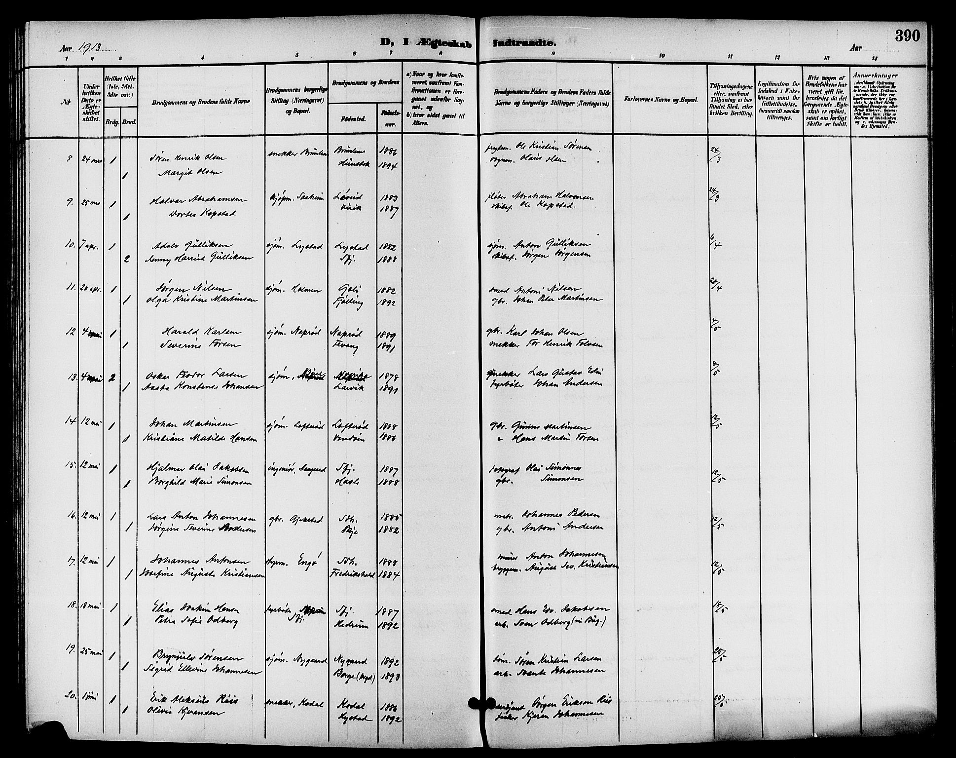 Sandar kirkebøker, AV/SAKO-A-243/G/Ga/L0002: Parish register (copy) no. 2, 1900-1915, p. 390