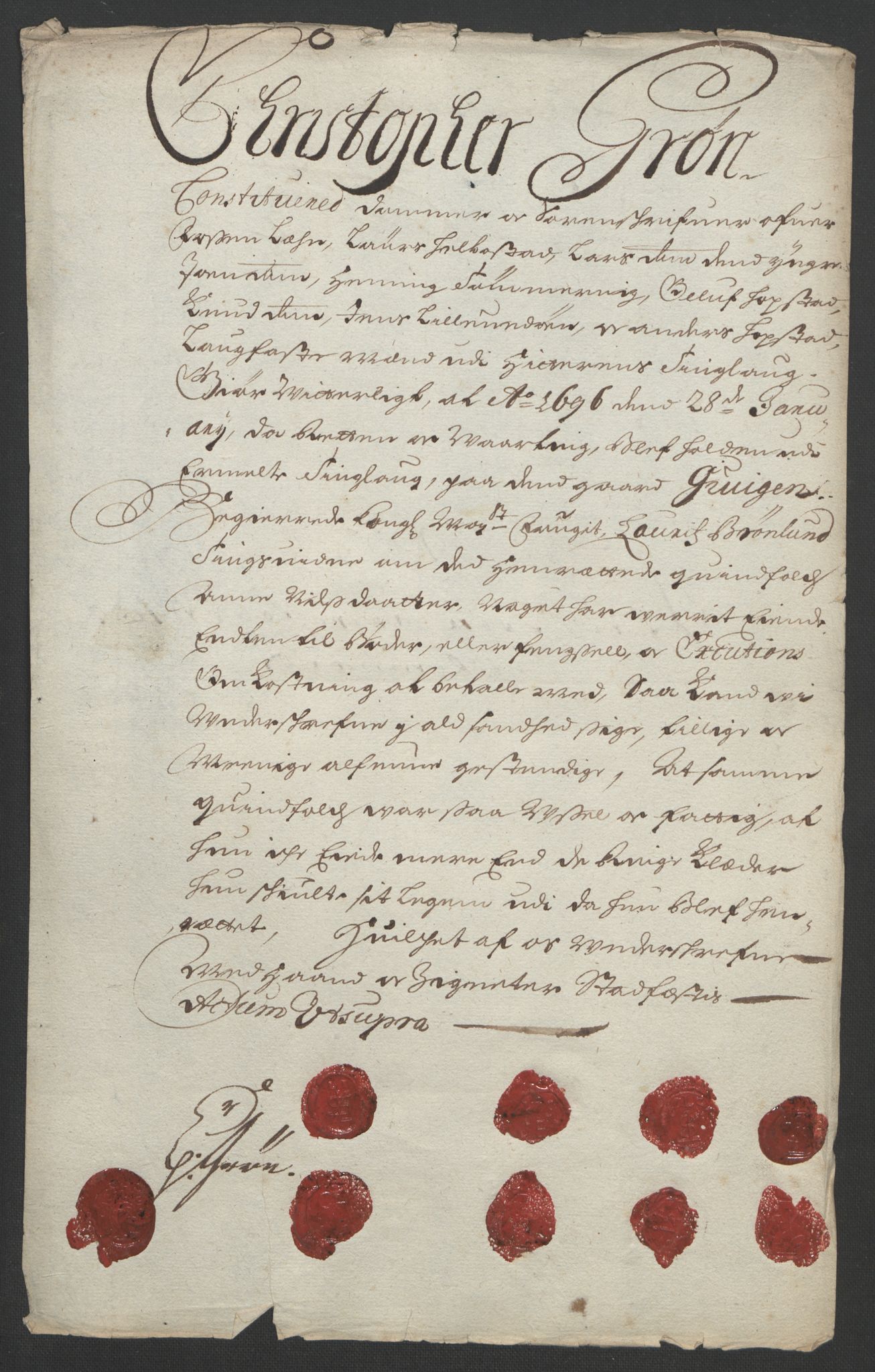 Rentekammeret inntil 1814, Reviderte regnskaper, Fogderegnskap, AV/RA-EA-4092/R57/L3851: Fogderegnskap Fosen, 1695-1696, p. 149