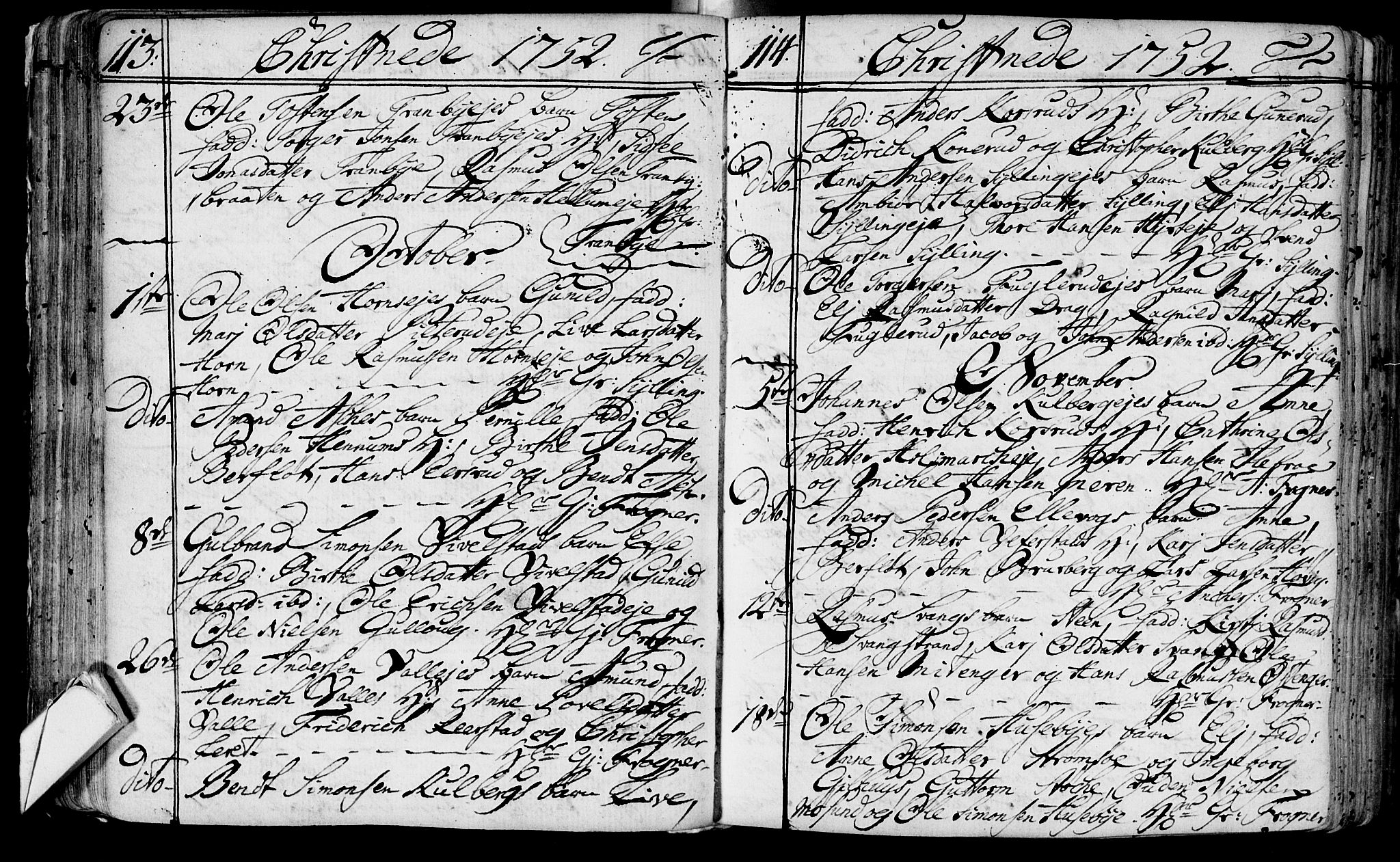 Lier kirkebøker, AV/SAKO-A-230/F/Fa/L0004: Parish register (official) no. I 4, 1749-1764, p. 113-114