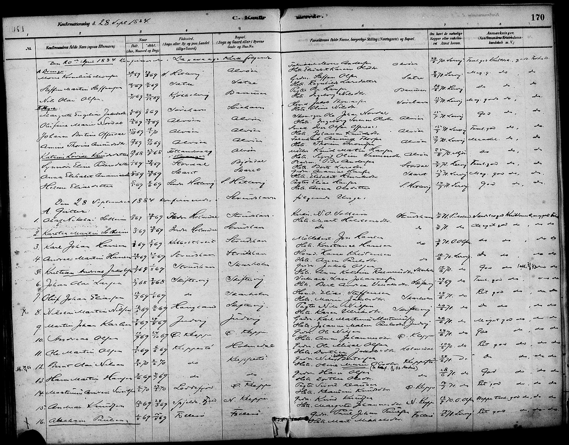 Askøy Sokneprestembete, AV/SAB-A-74101/H/Ha/Haa/Haab/L0001: Parish register (official) no. B 1, 1878-1889, p. 170