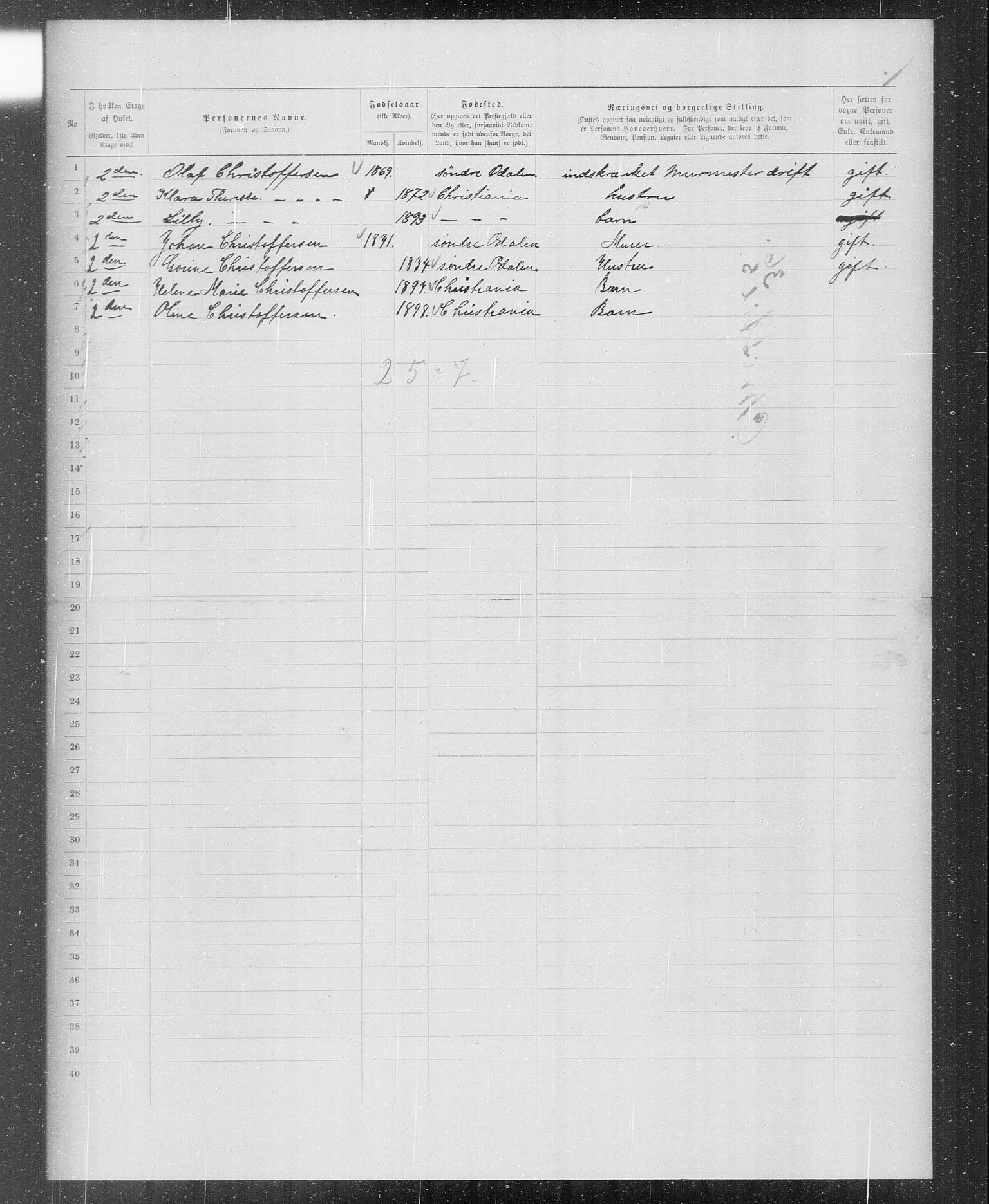 OBA, Municipal Census 1899 for Kristiania, 1899, p. 1692