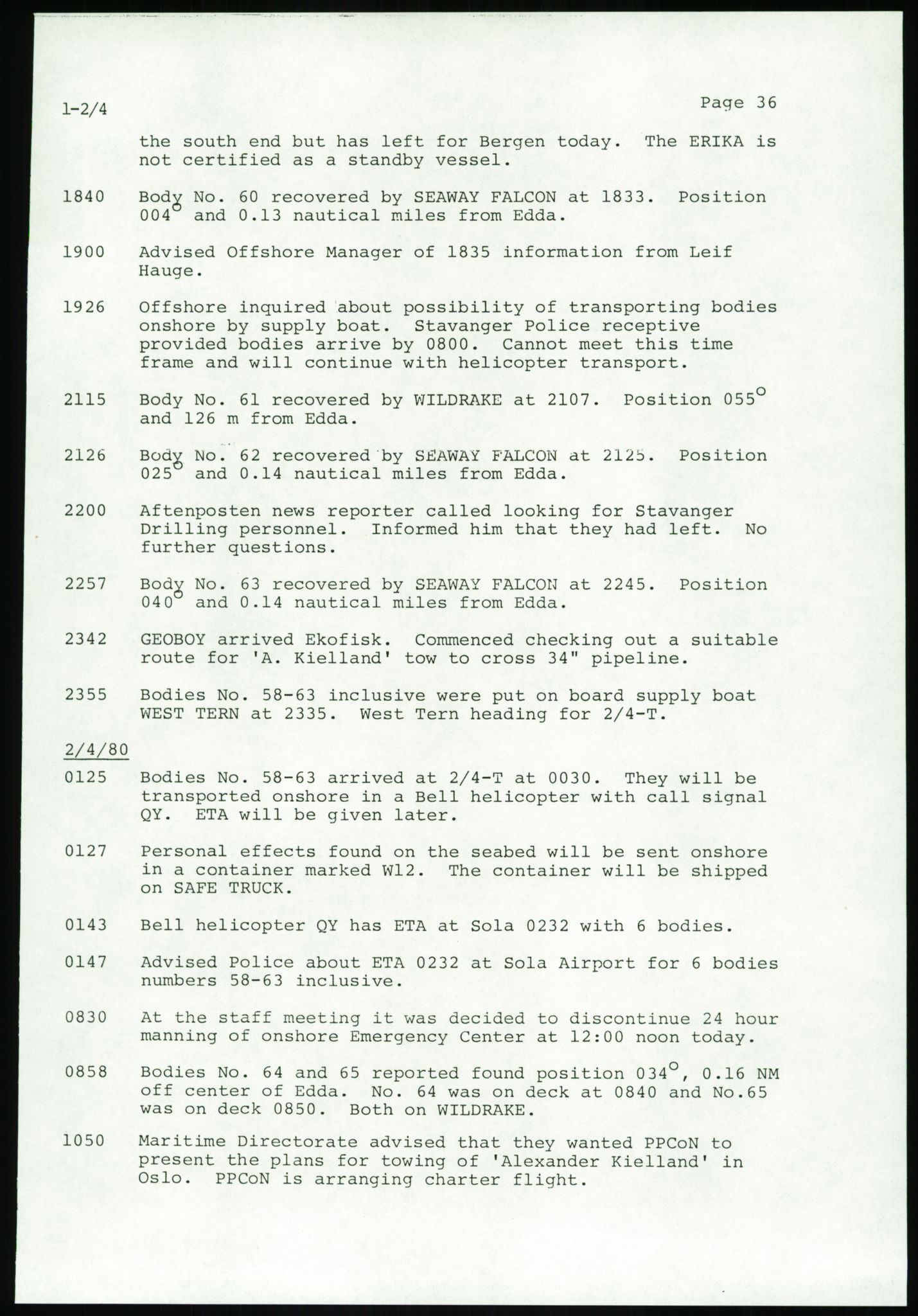 Justisdepartementet, Granskningskommisjonen ved Alexander Kielland-ulykken 27.3.1980, AV/RA-S-1165/D/L0017: P Hjelpefartøy (Doku.liste + P1-P6 av 6)/Q Hovedredningssentralen (Q0-Q27 av 27), 1980-1981, p. 100