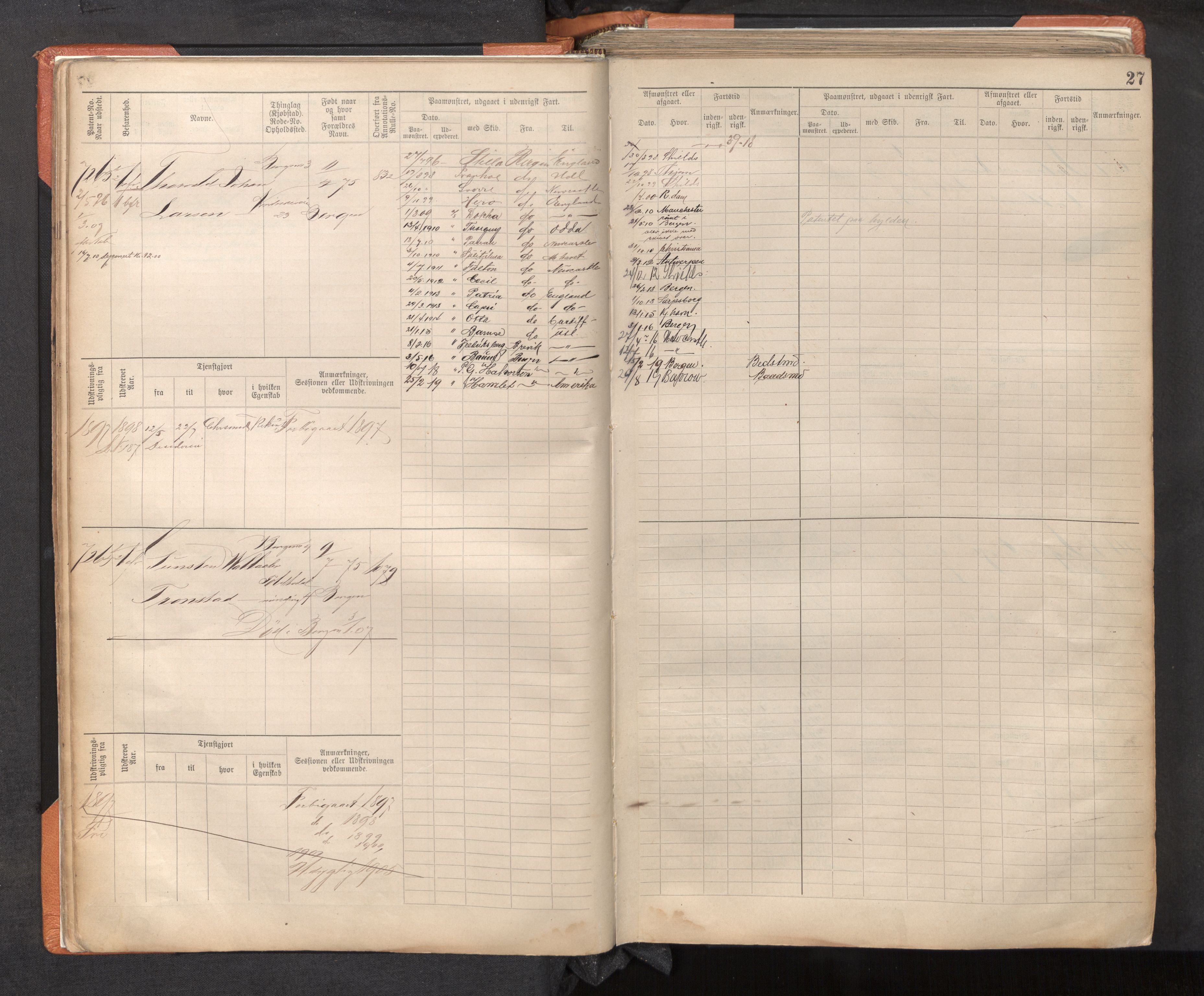 Innrulleringssjefen i Bergen, AV/SAB-A-100050/F/Fc/L0012: Sjøfartshovedrulle, nr. 7211 - 8168, 1895-1900, p. 27
