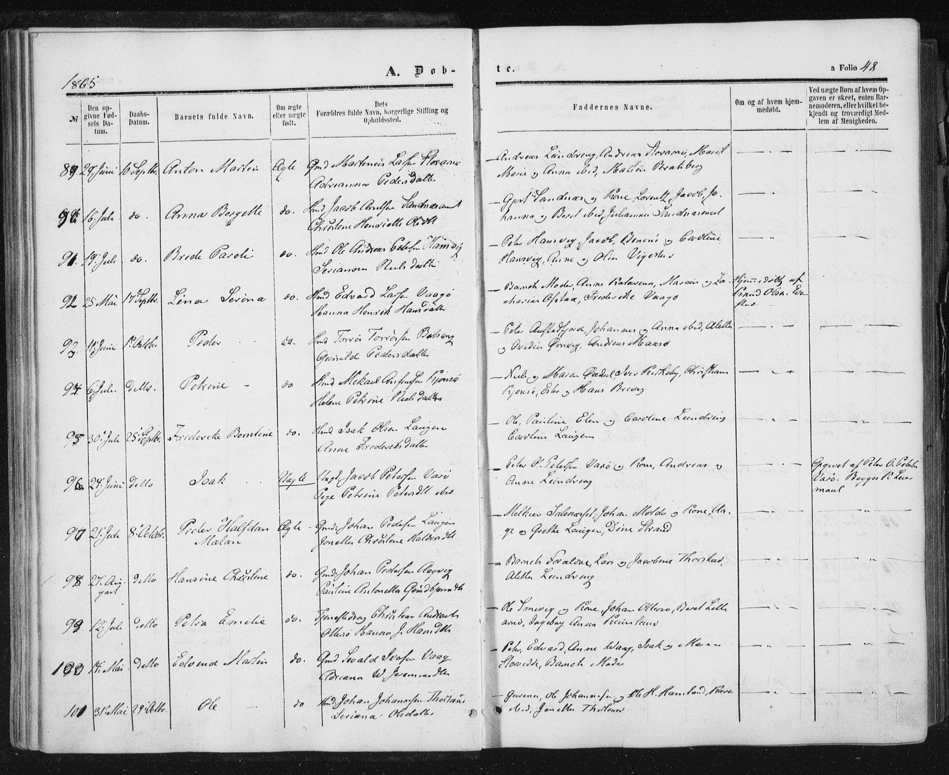 Ministerialprotokoller, klokkerbøker og fødselsregistre - Nord-Trøndelag, AV/SAT-A-1458/784/L0670: Parish register (official) no. 784A05, 1860-1876, p. 48