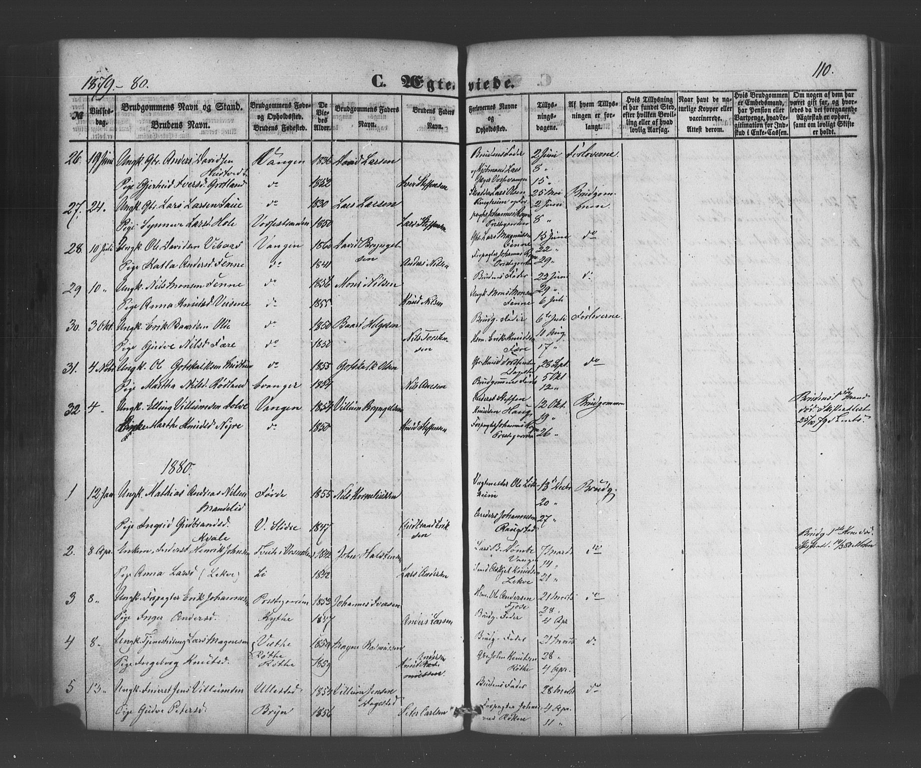 Voss sokneprestembete, AV/SAB-A-79001/H/Haa: Parish register (official) no. A 19, 1851-1886, p. 110