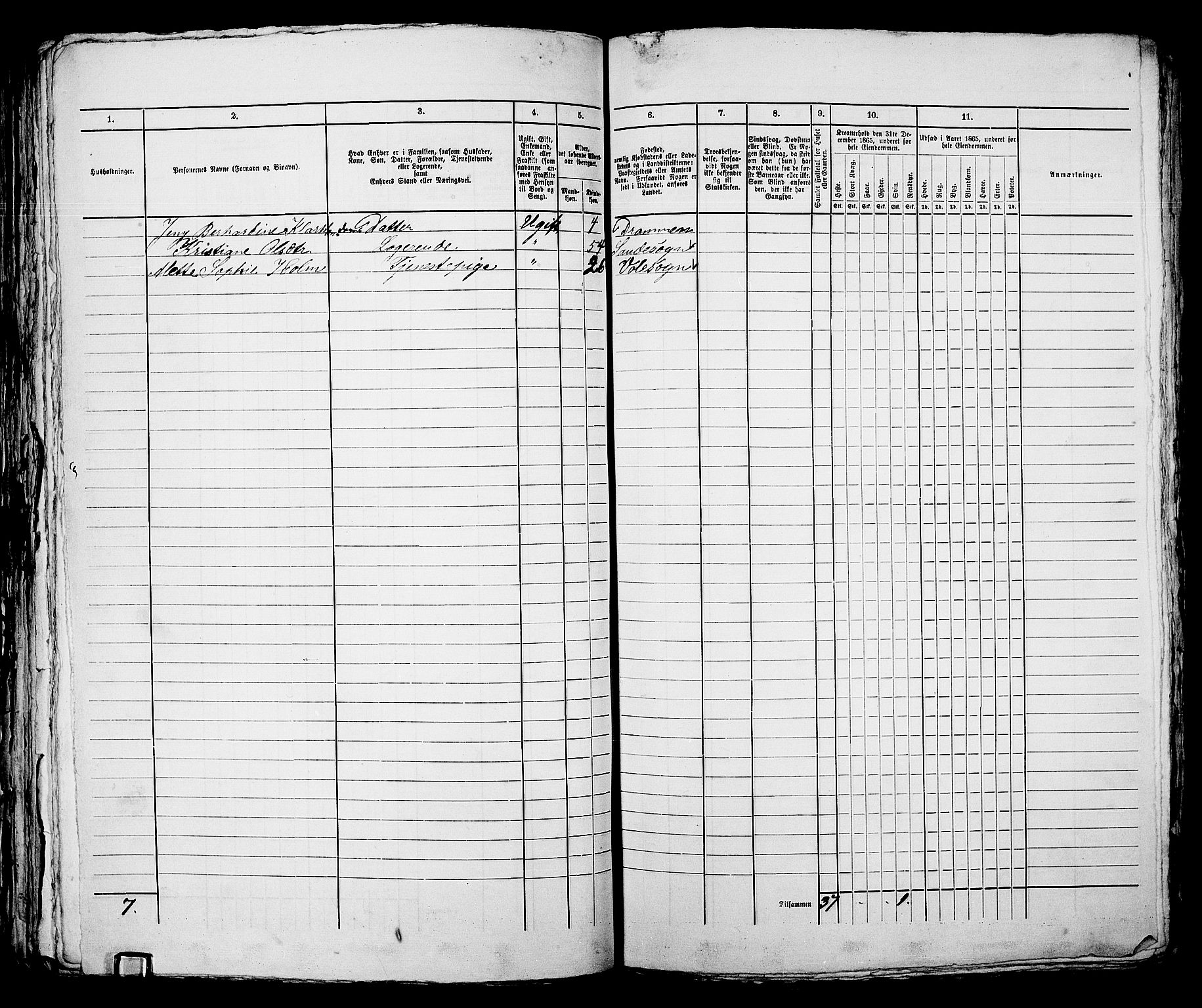 RA, 1865 census for Bragernes in Drammen, 1865, p. 822