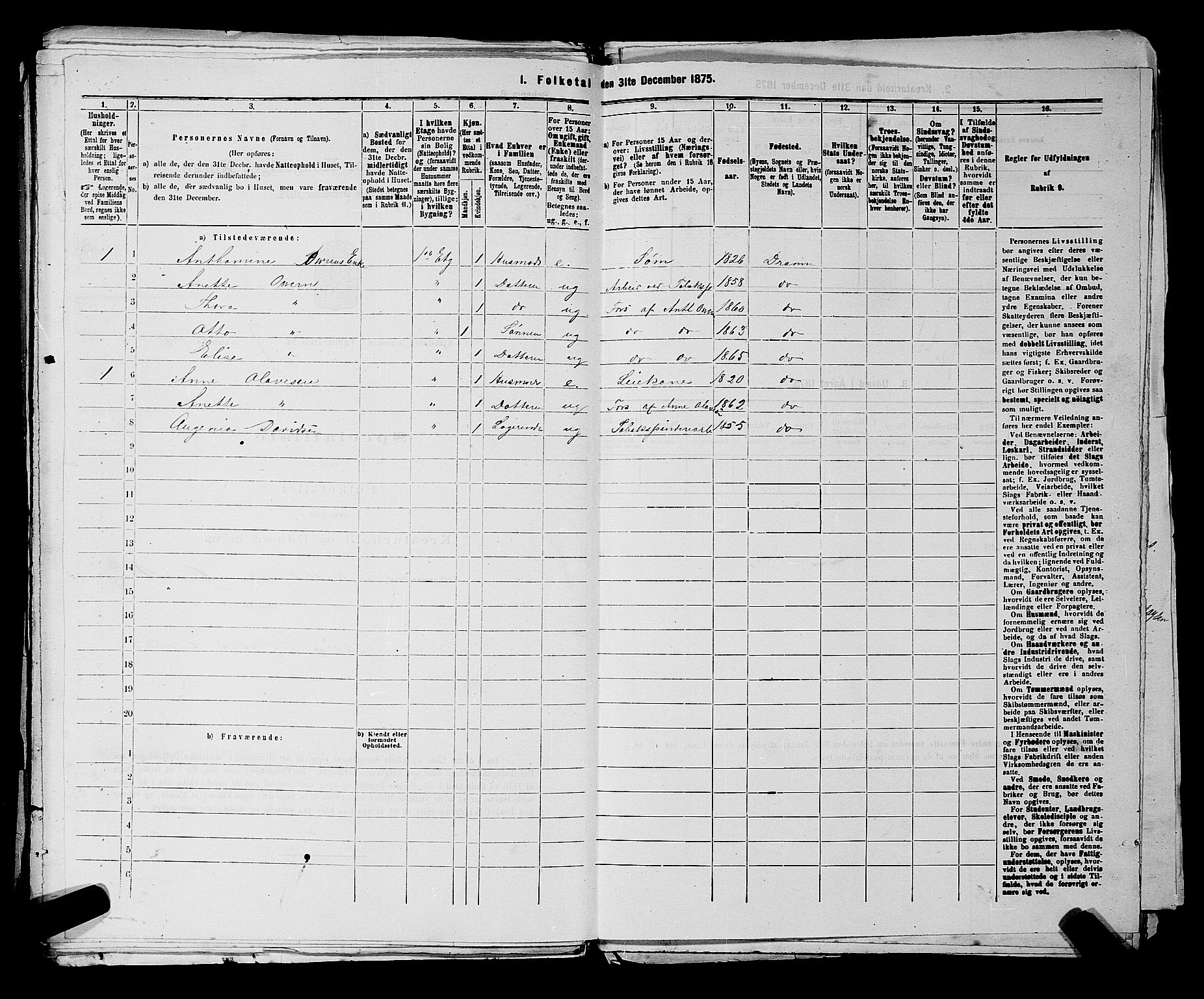 SAKO, 1875 census for 0602 Drammen, 1875, p. 651
