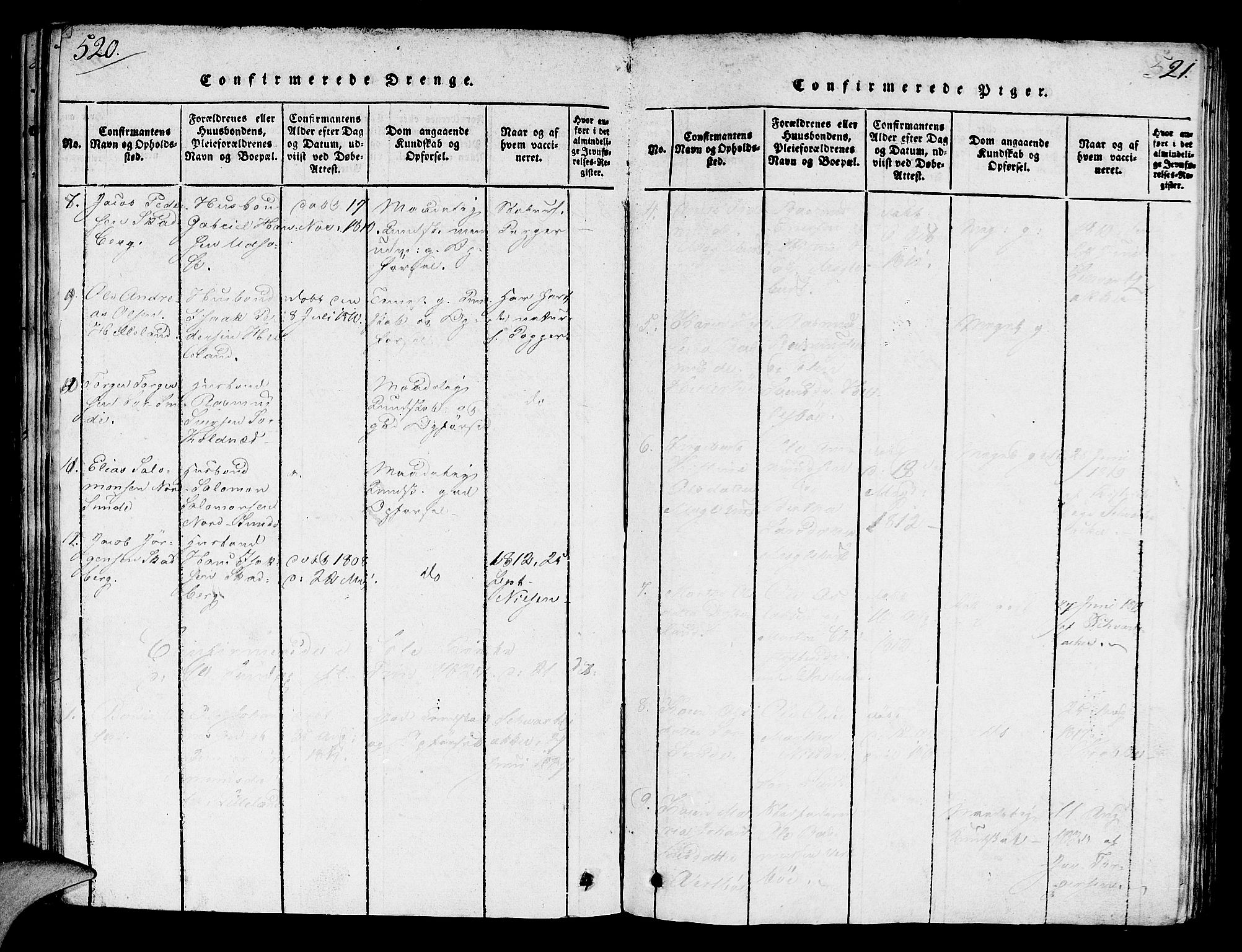 Håland sokneprestkontor, AV/SAST-A-101802/001/30BA/L0004: Parish register (official) no. A 4, 1815-1829, p. 520-521