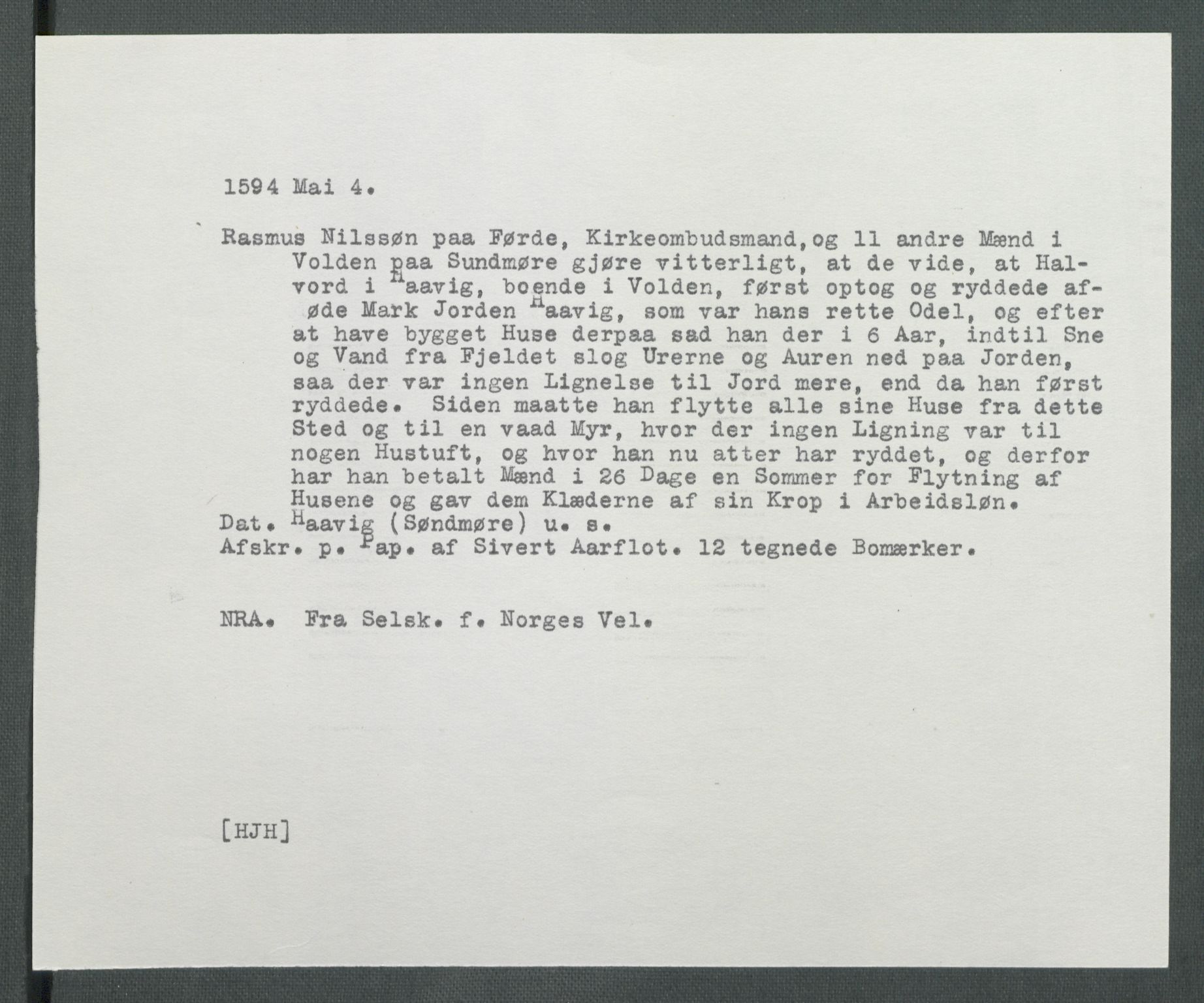 Riksarkivets diplomsamling, AV/RA-EA-5965/F02/L0098: Dokumenter, 1594, p. 24