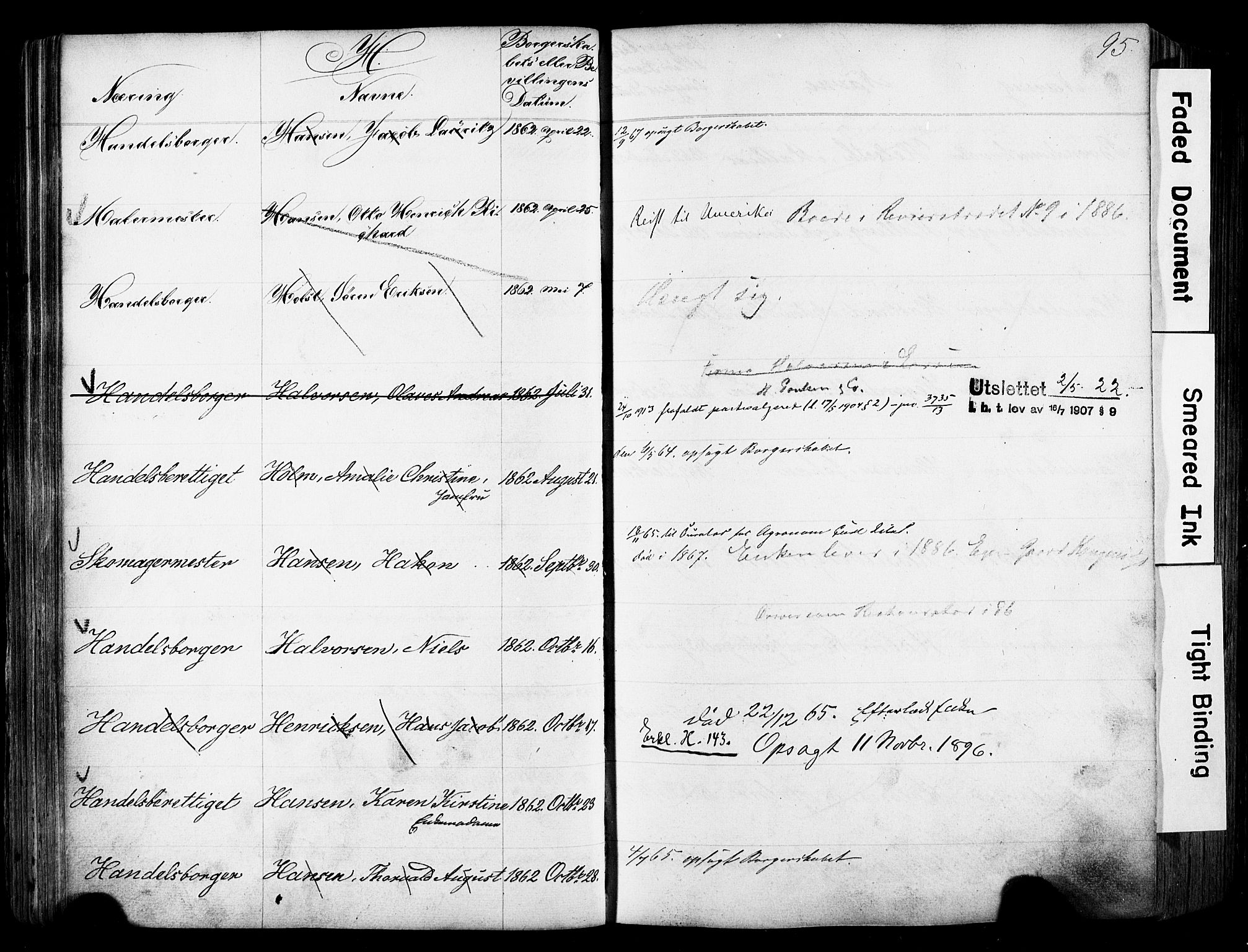 Kristiania magistrat, SAO/A-10711/F/Fb/L0004: Borgerrulle, 1860-1879, p. 97