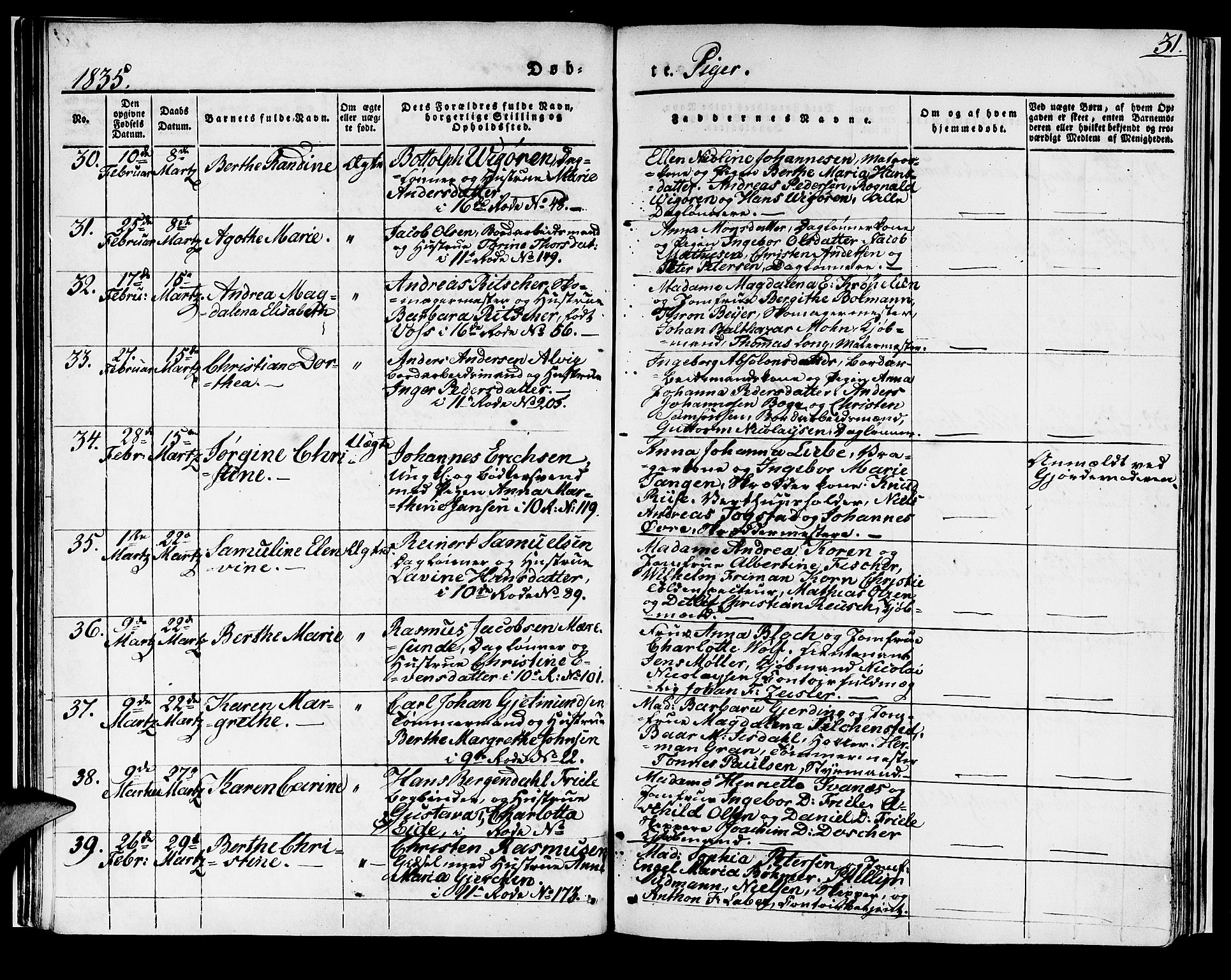 Domkirken sokneprestembete, SAB/A-74801/H/Haa/L0014: Parish register (official) no. A 13, 1830-1837, p. 31