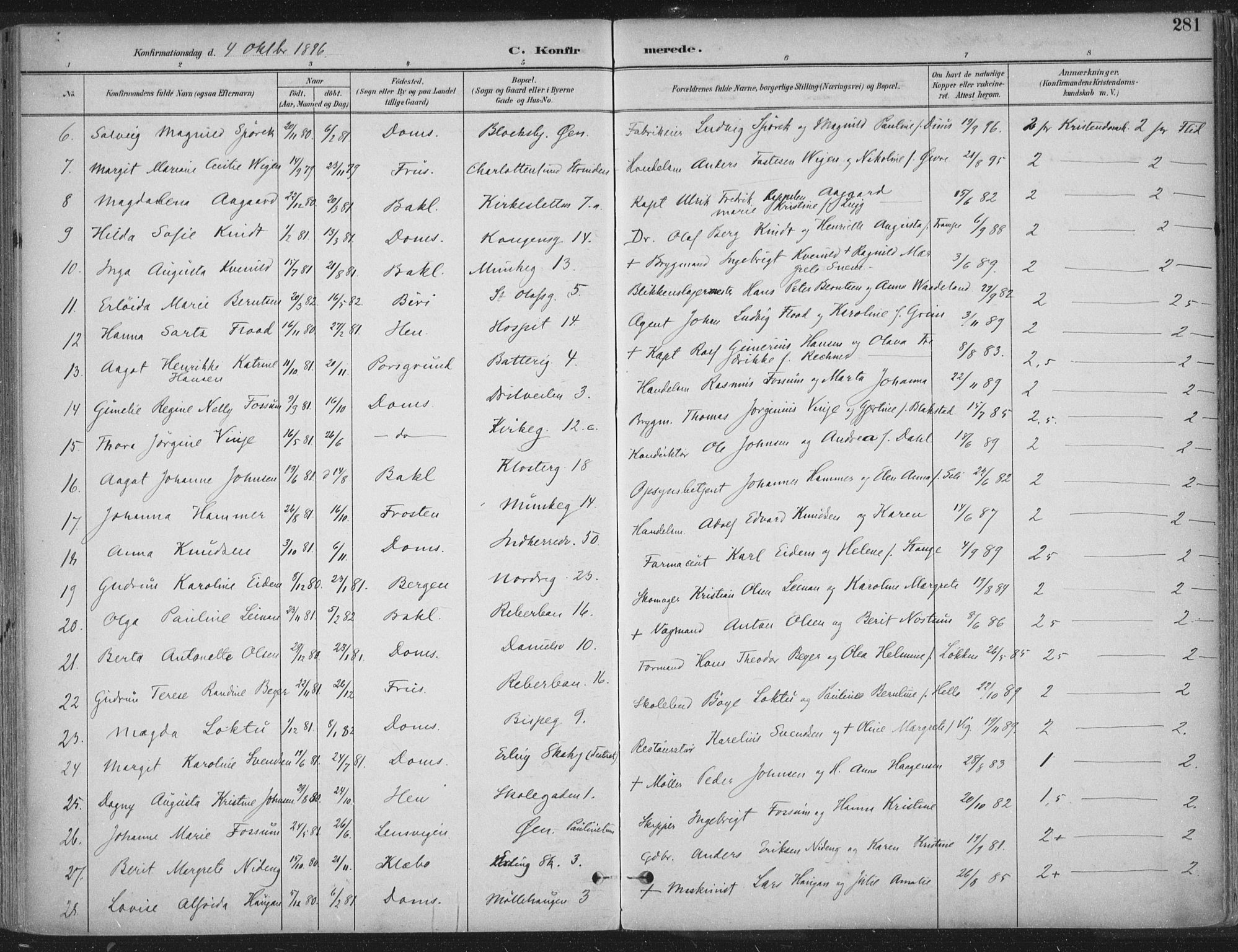 Ministerialprotokoller, klokkerbøker og fødselsregistre - Sør-Trøndelag, SAT/A-1456/601/L0062: Parish register (official) no. 601A30, 1891-1911, p. 281