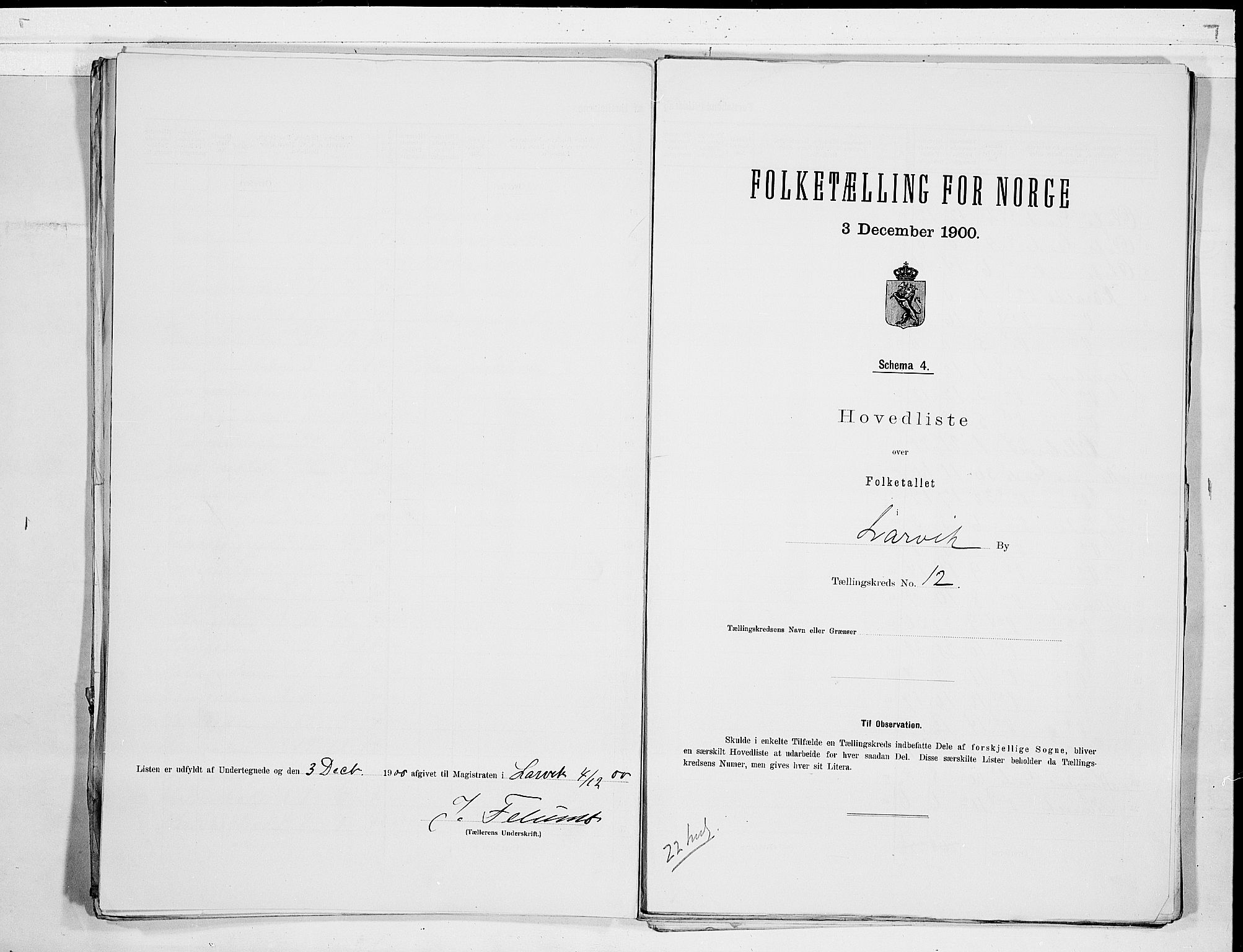 RA, 1900 census for Larvik, 1900, p. 26