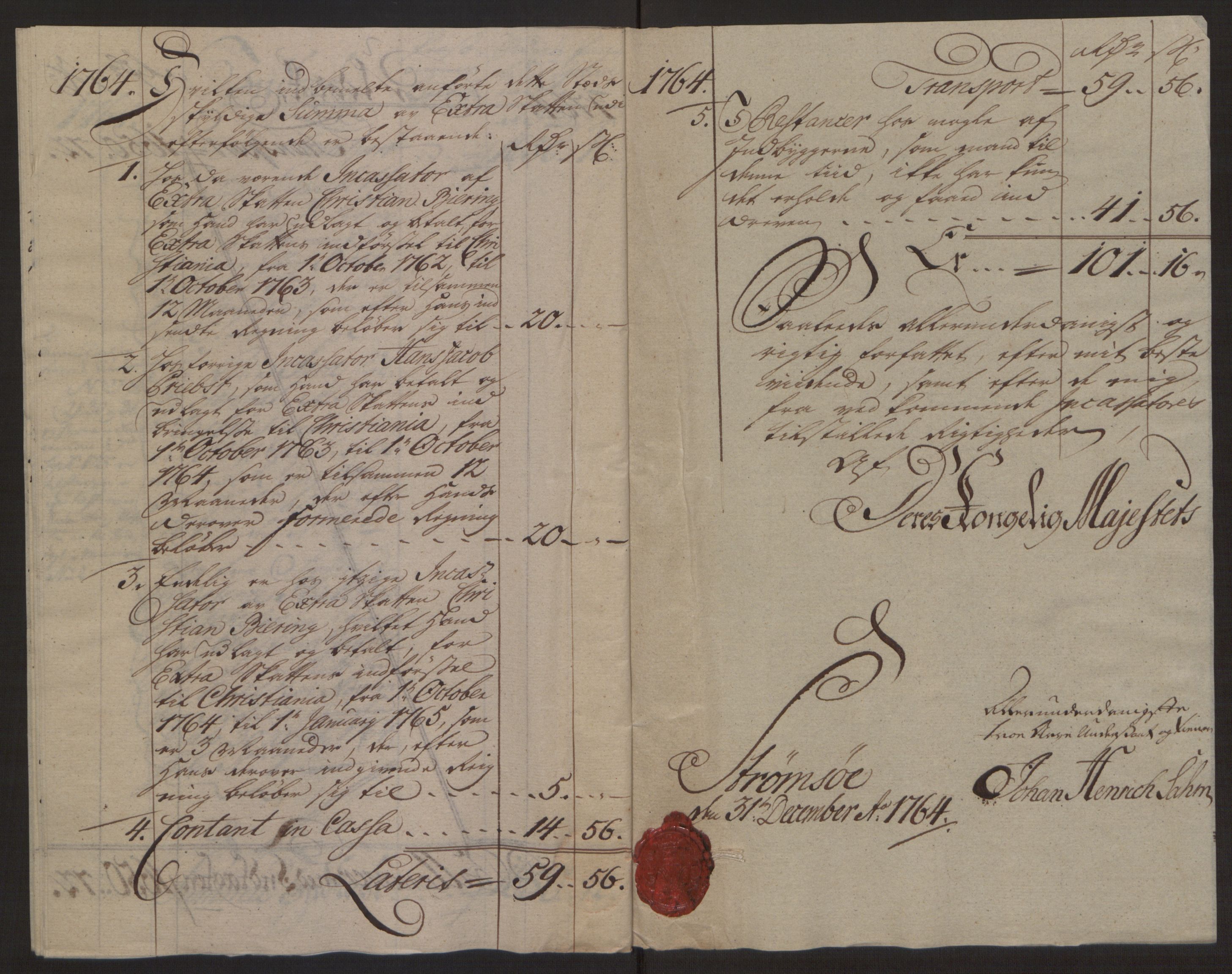 Rentekammeret inntil 1814, Reviderte regnskaper, Byregnskaper, AV/RA-EA-4066/R/Rg/L0144/0001: [G4] Kontribusjonsregnskap / Ekstraskatt, 1762-1767, p. 200