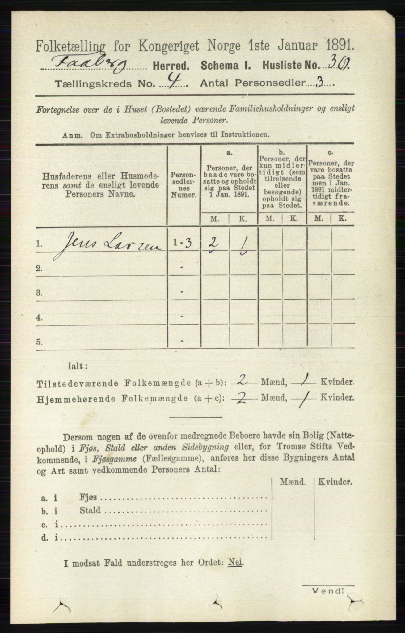 RA, 1891 census for 0524 Fåberg, 1891, p. 1195