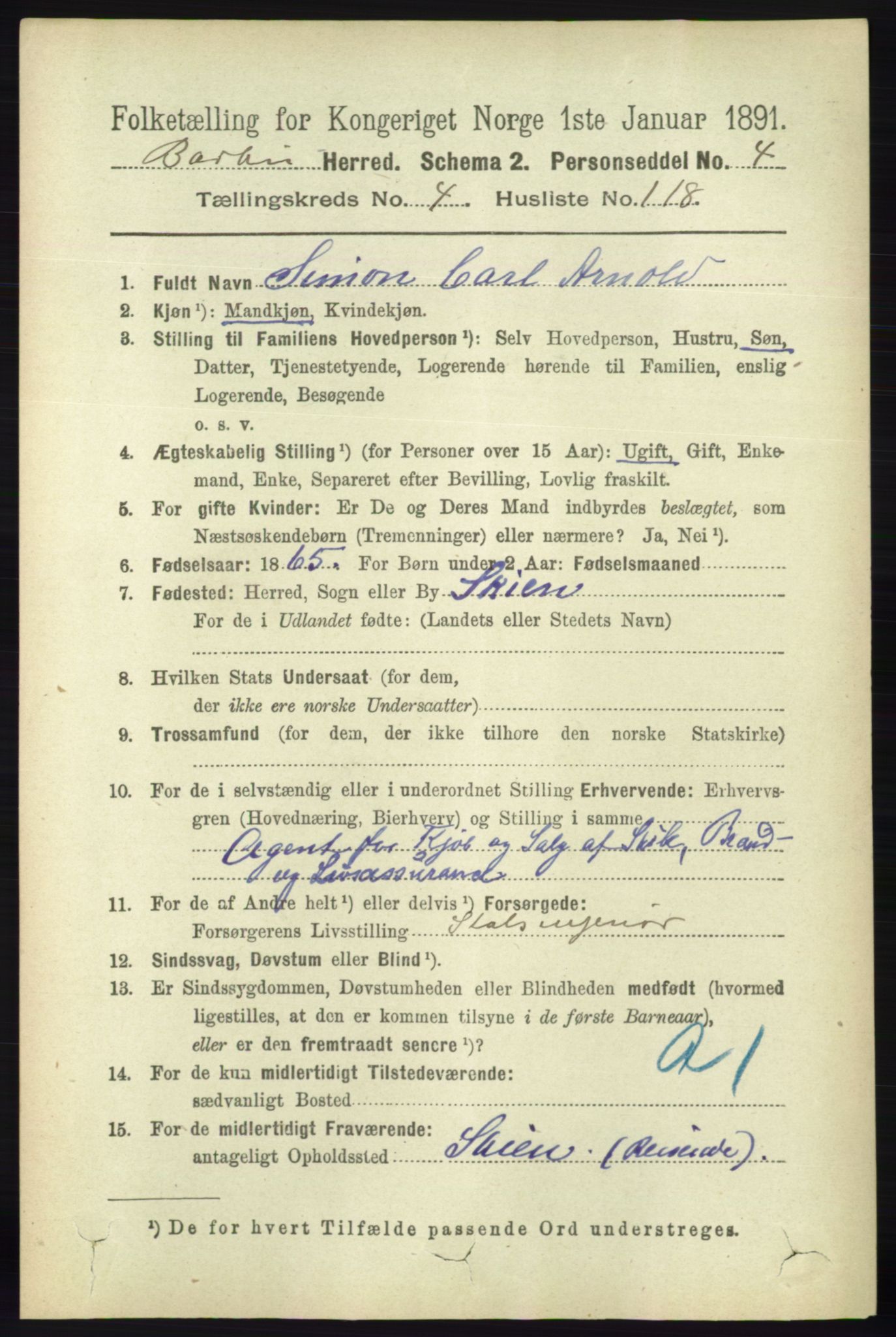 RA, 1891 census for 0990 Barbu, 1891, p. 3426