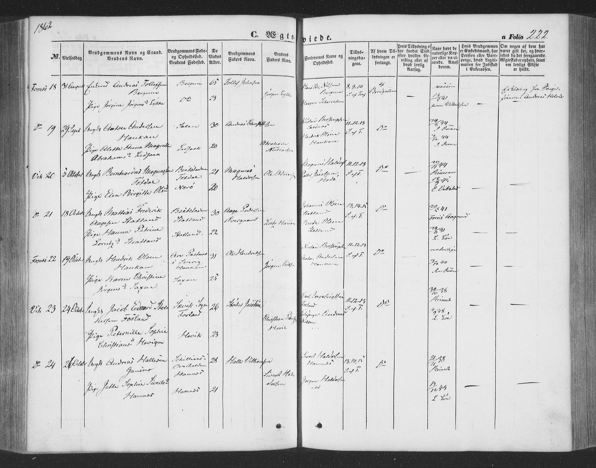 Ministerialprotokoller, klokkerbøker og fødselsregistre - Nord-Trøndelag, AV/SAT-A-1458/773/L0615: Parish register (official) no. 773A06, 1857-1870, p. 222