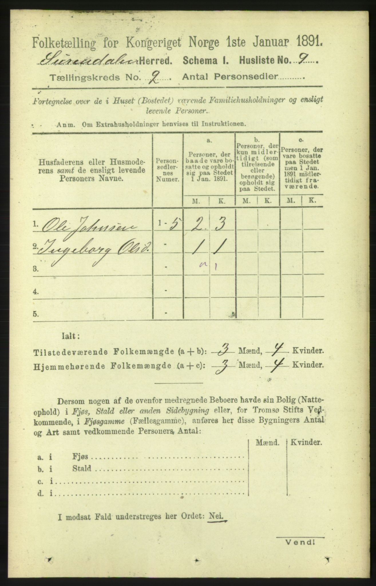 RA, 1891 census for 1566 Surnadal, 1891, p. 479