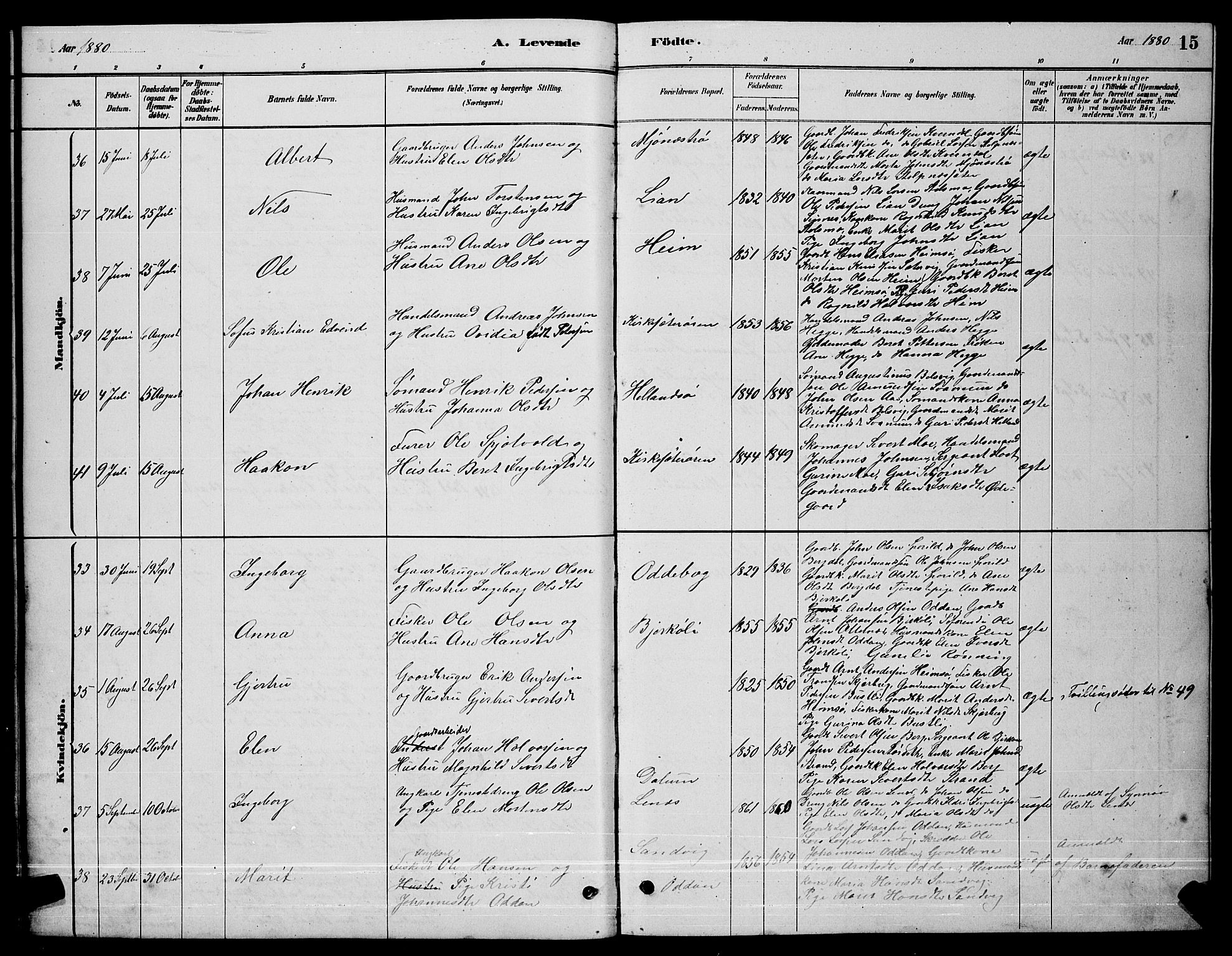 Ministerialprotokoller, klokkerbøker og fødselsregistre - Sør-Trøndelag, AV/SAT-A-1456/630/L0504: Parish register (copy) no. 630C02, 1879-1898, p. 15