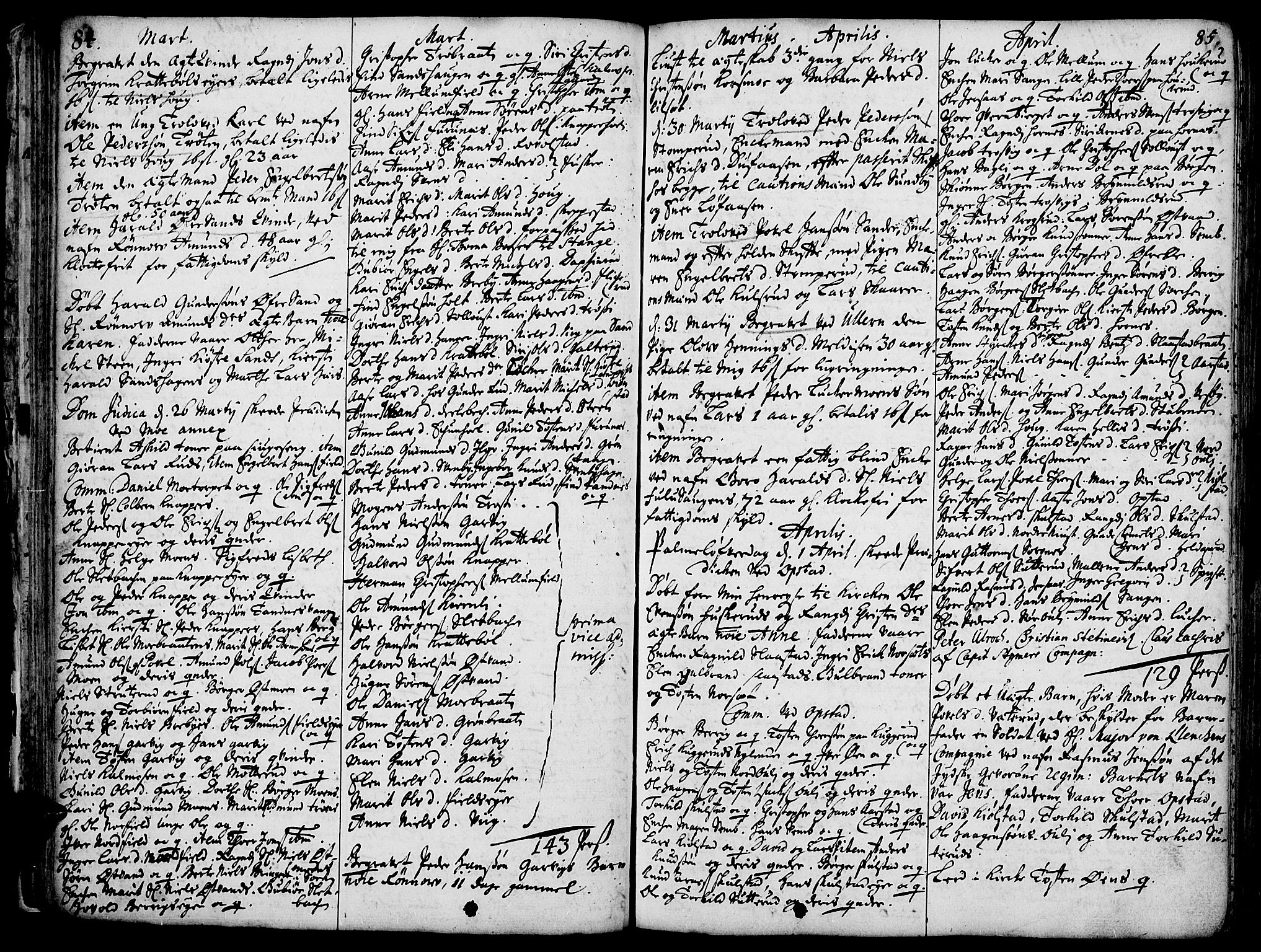 Strøm-Odalen prestekontor, AV/SAH-PREST-028/H/Ha/Haa/L0002: Parish register (official) no. 2, 1716-1740, p. 84-85