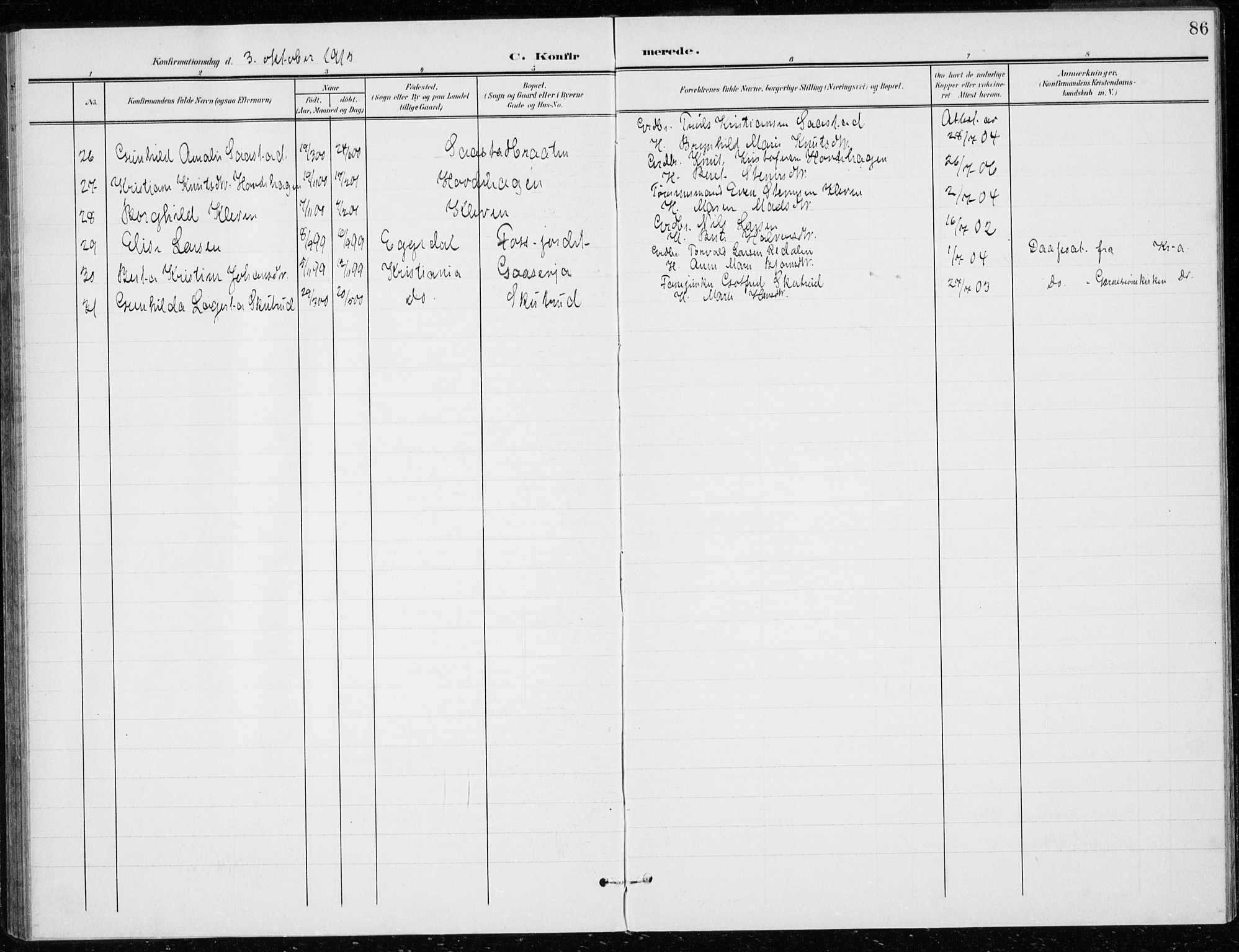 Modum kirkebøker, AV/SAKO-A-234/G/Gd/L0001: Parish register (copy) no. IV 1, 1901-1921, p. 86