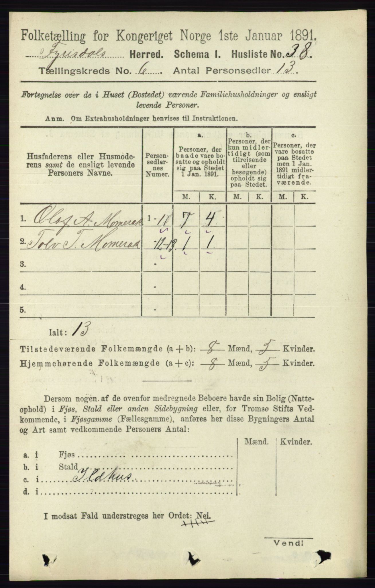 RA, 1891 census for 0831 Fyresdal, 1891, p. 1659