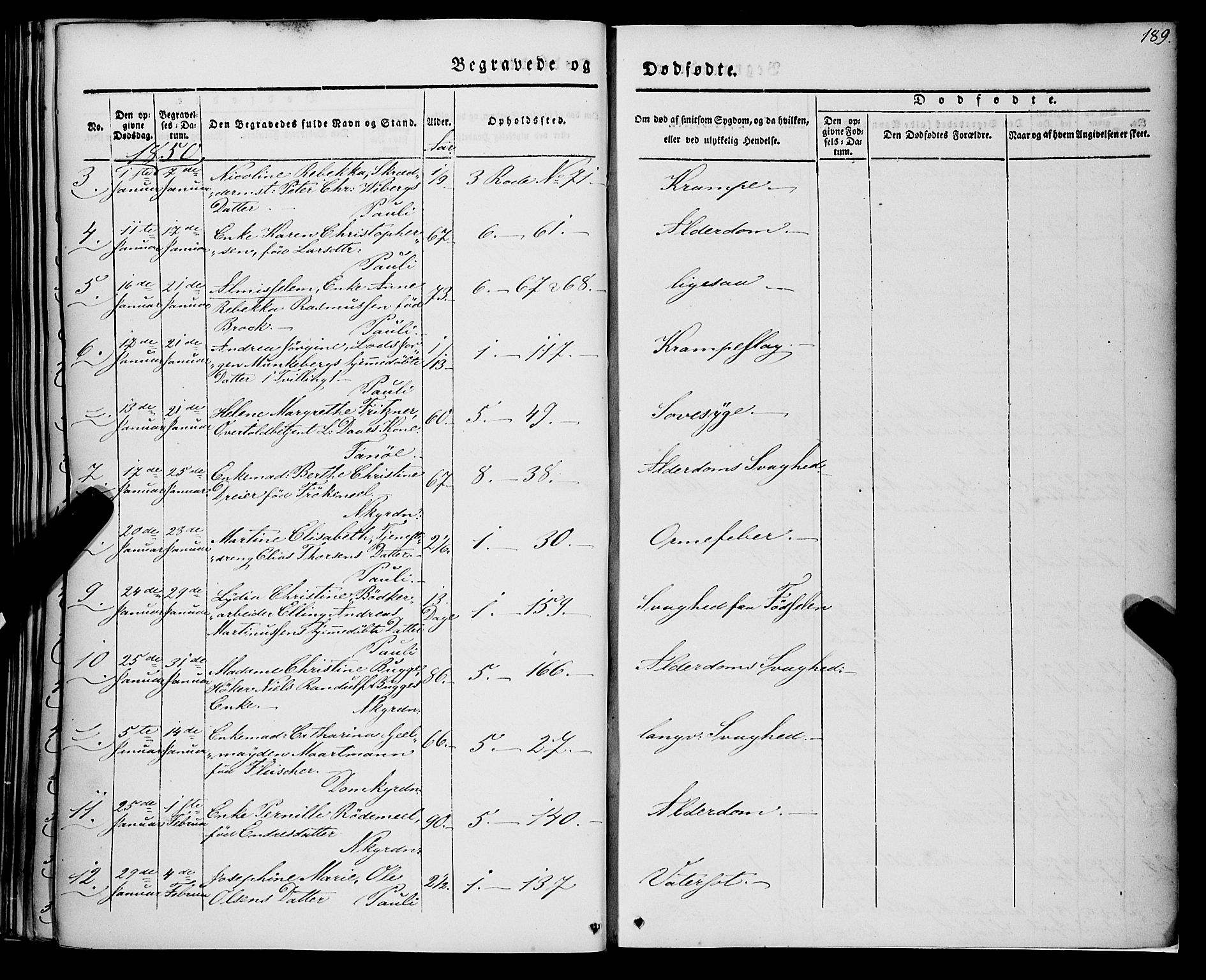 Nykirken Sokneprestembete, AV/SAB-A-77101/H/Haa/L0041: Parish register (official) no. E 1, 1833-1850, p. 189