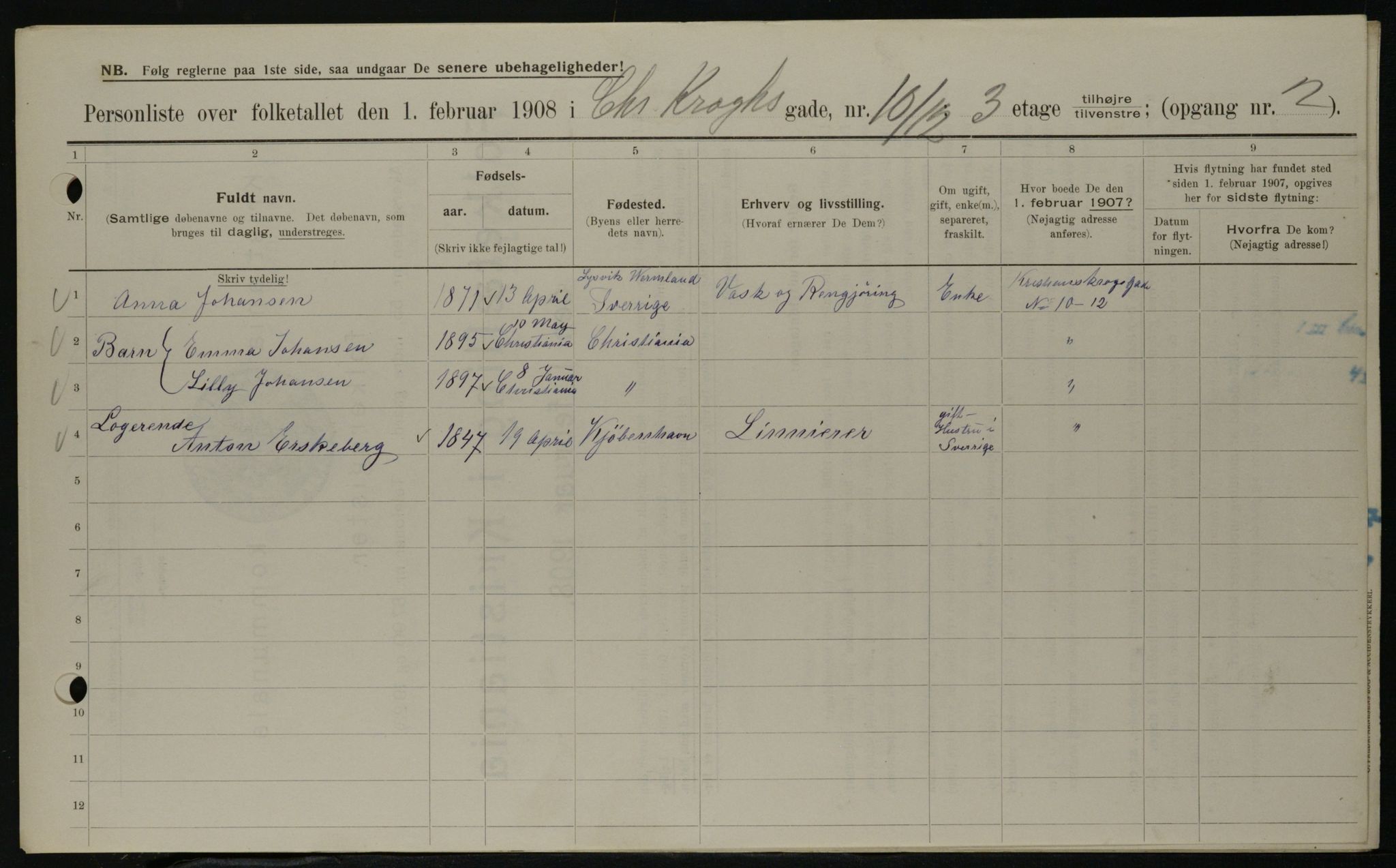 OBA, Municipal Census 1908 for Kristiania, 1908, p. 11090