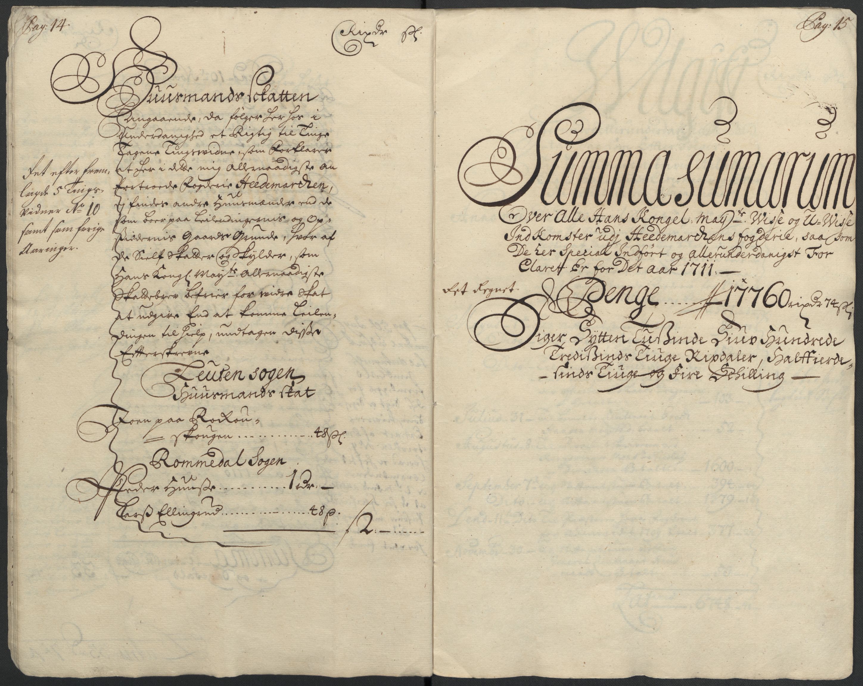 Rentekammeret inntil 1814, Reviderte regnskaper, Fogderegnskap, AV/RA-EA-4092/R16/L1047: Fogderegnskap Hedmark, 1711, p. 11