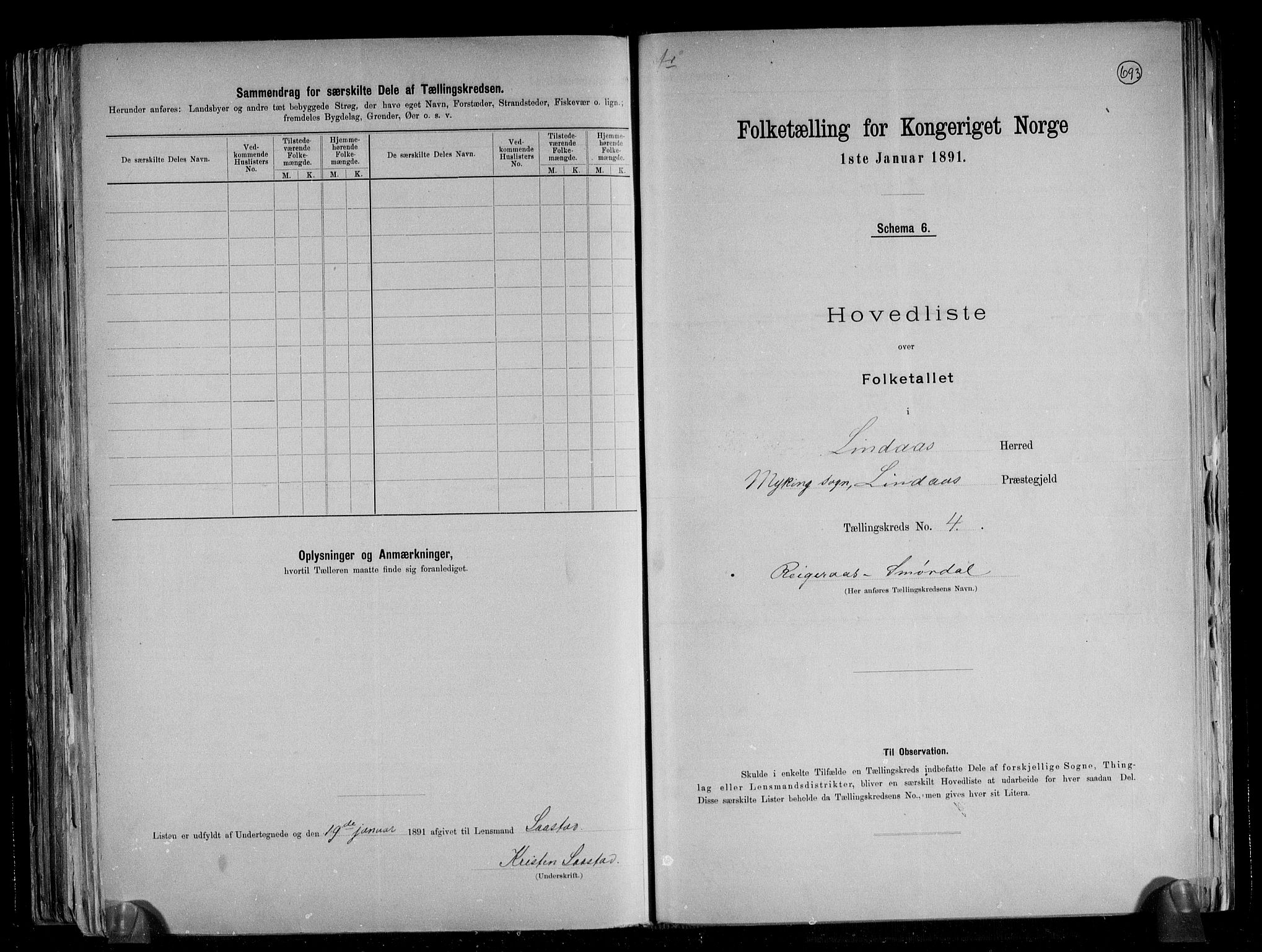 RA, 1891 census for 1263 Lindås, 1891, p. 11