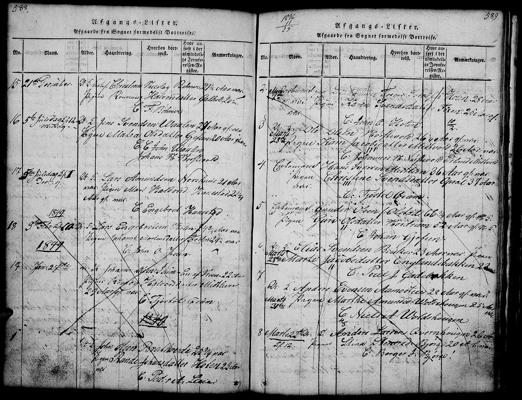 Gausdal prestekontor, AV/SAH-PREST-090/H/Ha/Hab/L0001: Parish register (copy) no. 1, 1817-1848, p. 588-589