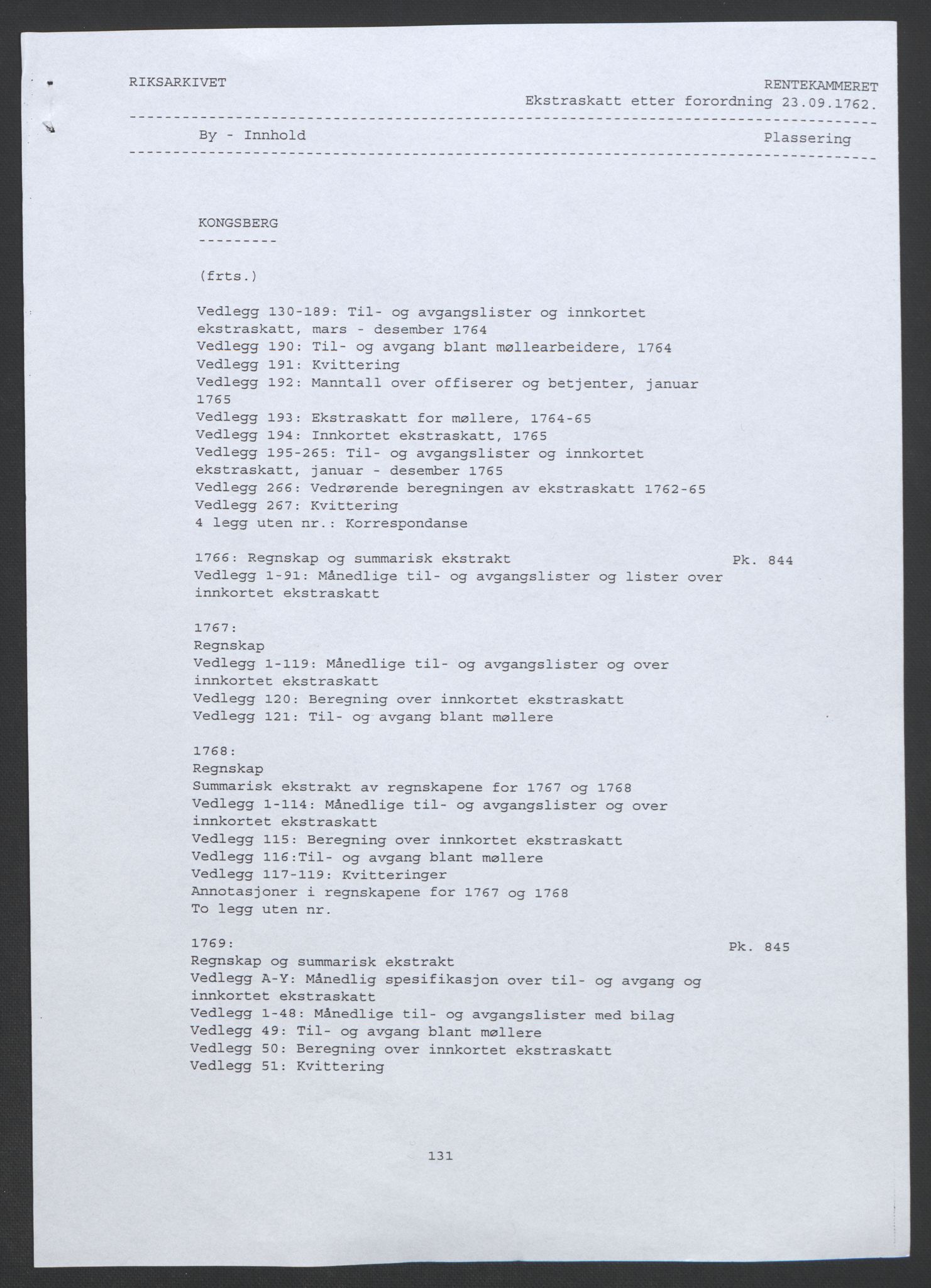 Rentekammeret inntil 1814, Reviderte regnskaper, Bergverksregnskaper, AV/RA-EA-3222/R/Rc/Rca/L0843: Ekstraskatt, 1762-1765, p. 3