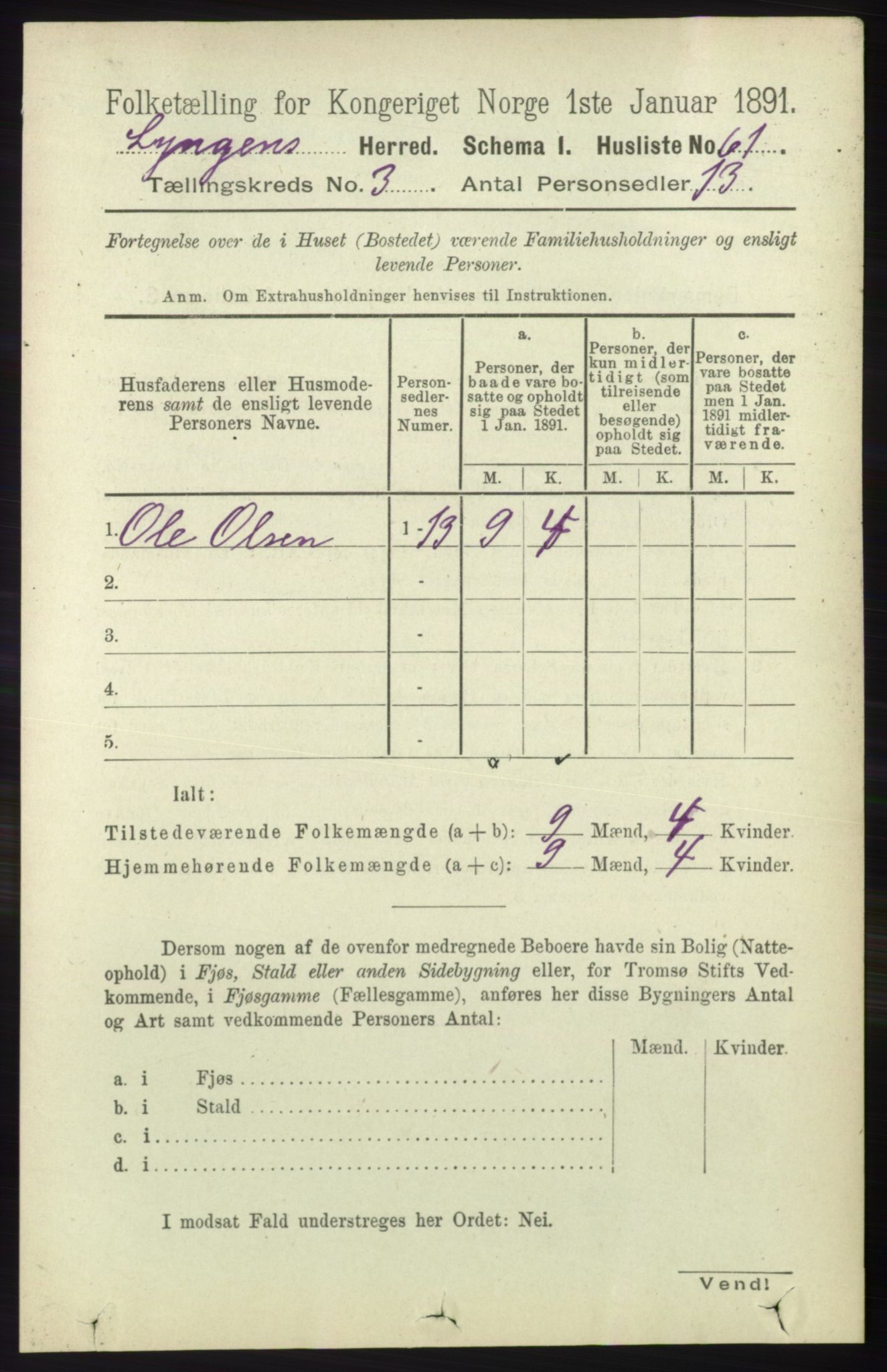 RA, 1891 census for 1938 Lyngen, 1891, p. 3130