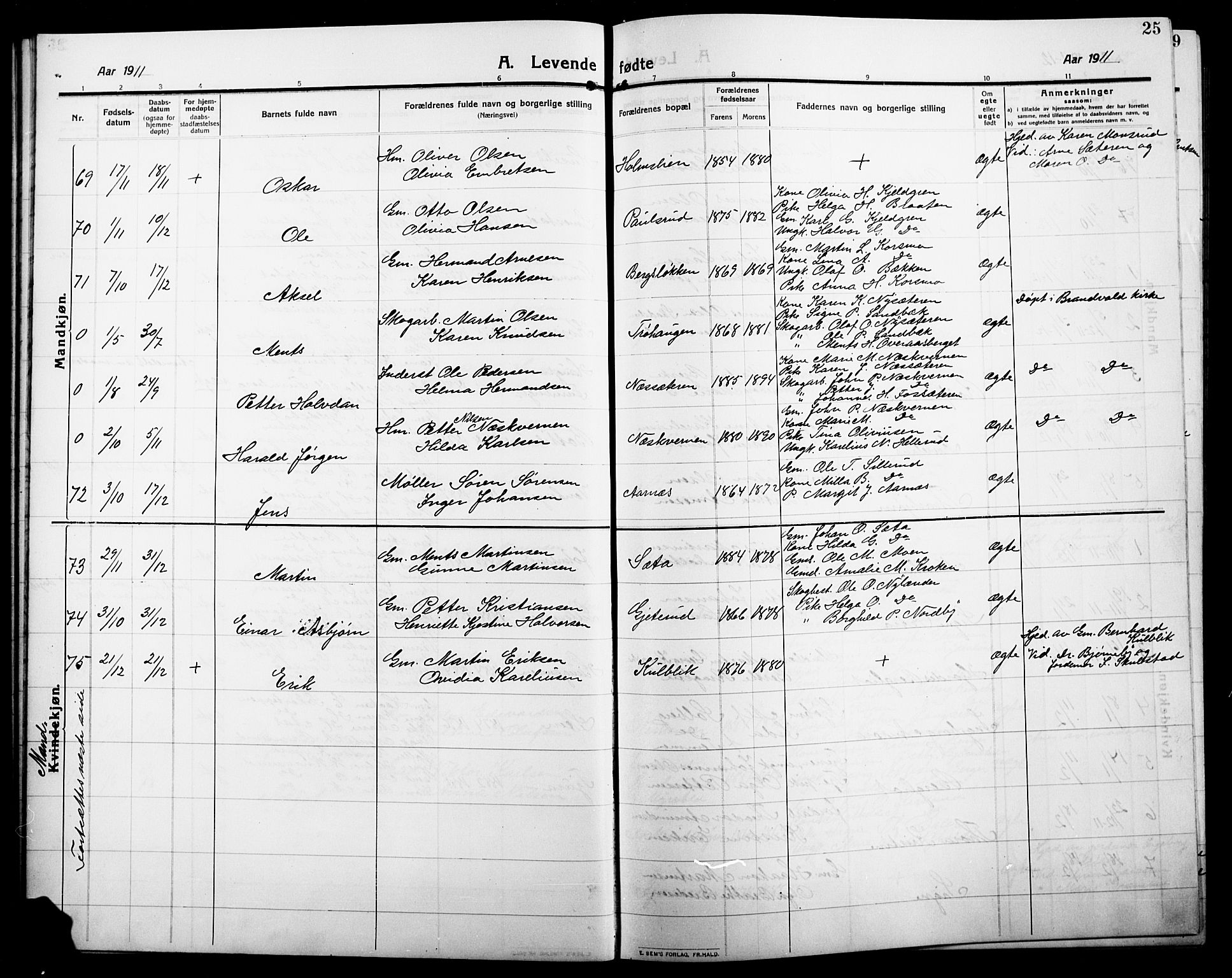Grue prestekontor, AV/SAH-PREST-036/H/Ha/Hab/L0007: Parish register (copy) no. 7, 1910-1920, p. 25
