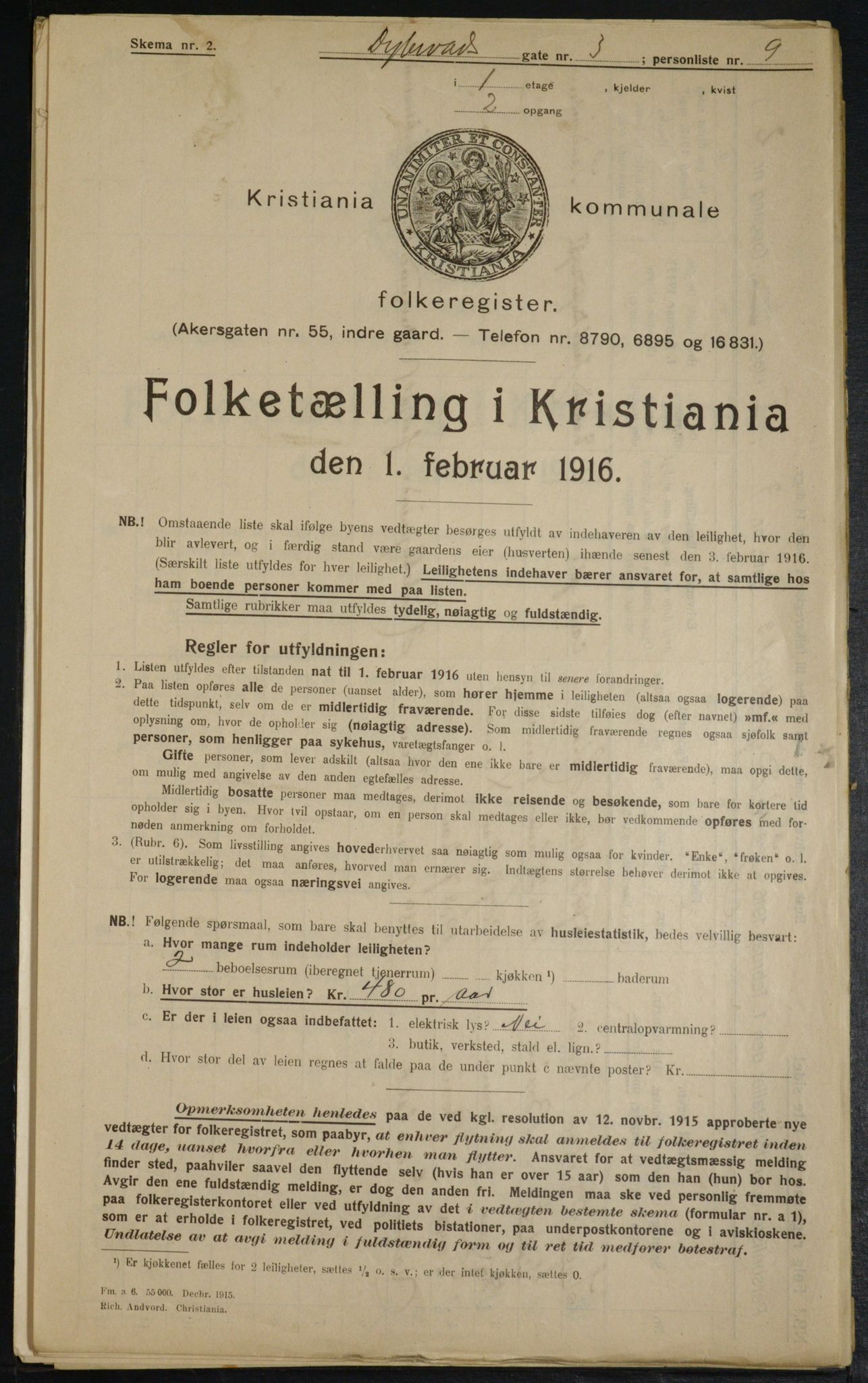 OBA, Municipal Census 1916 for Kristiania, 1916, p. 17556