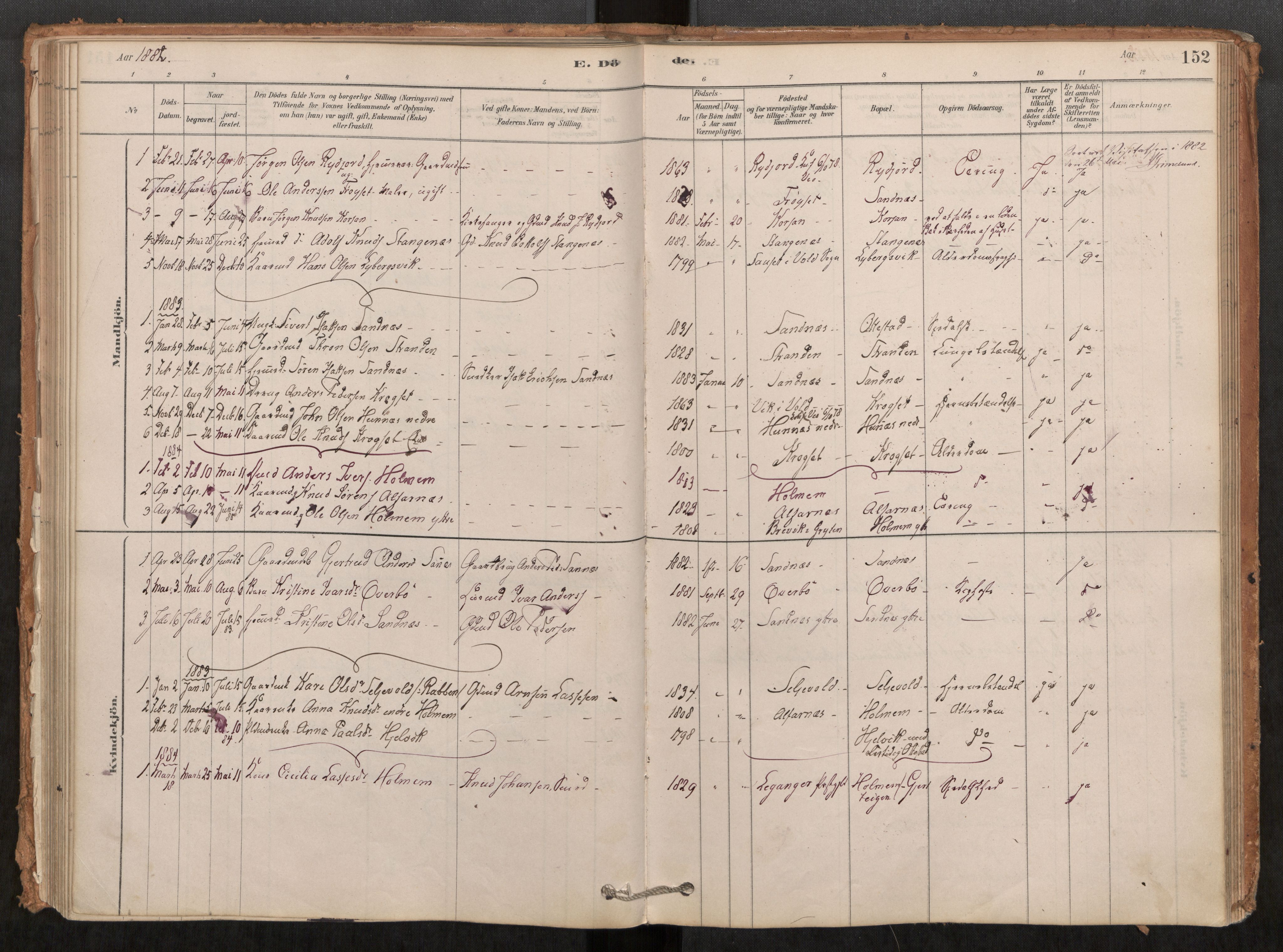 Ministerialprotokoller, klokkerbøker og fødselsregistre - Møre og Romsdal, SAT/A-1454/548/L0615: Parish register (official) no. 548A02, 1878-1906, p. 152