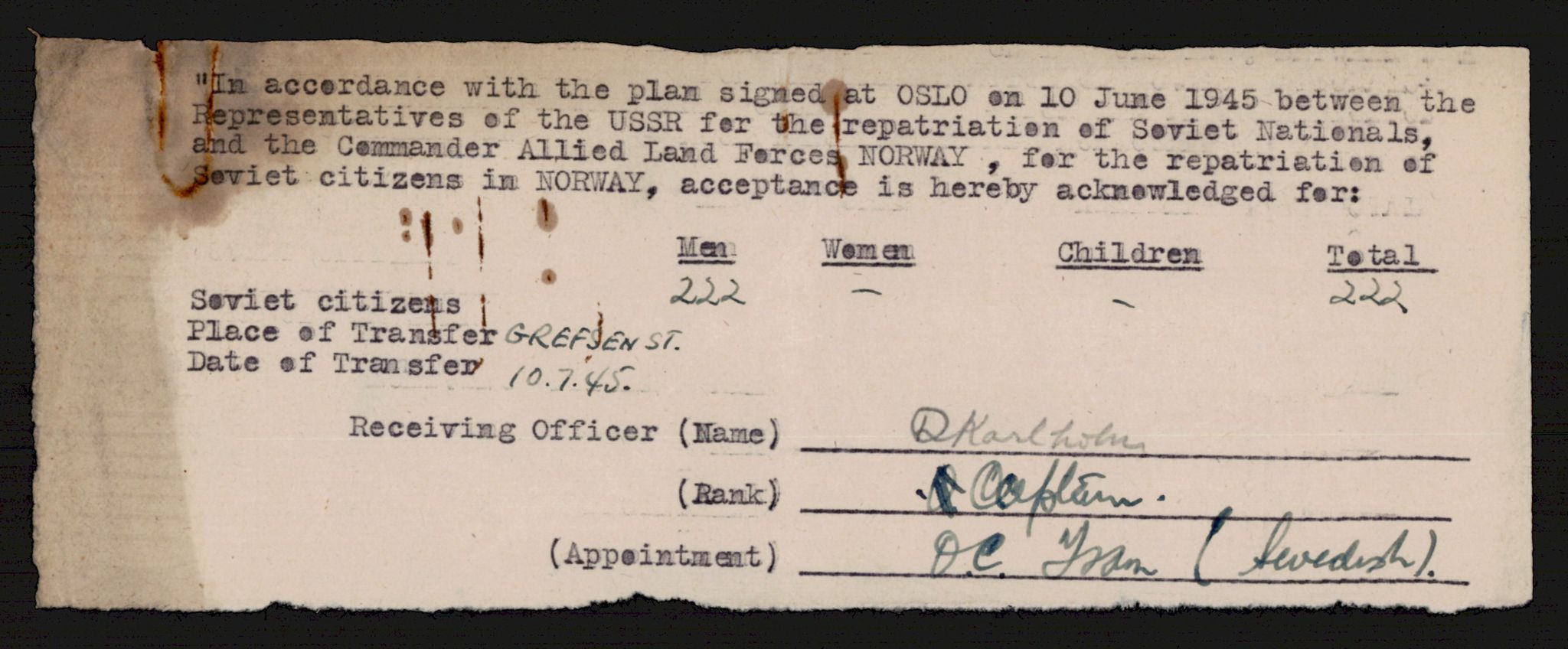 Flyktnings- og fangedirektoratet, Repatrieringskontoret, AV/RA-S-1681/D/Db/L0021: Displaced Persons (DPs) og sivile tyskere, 1945-1948, p. 865