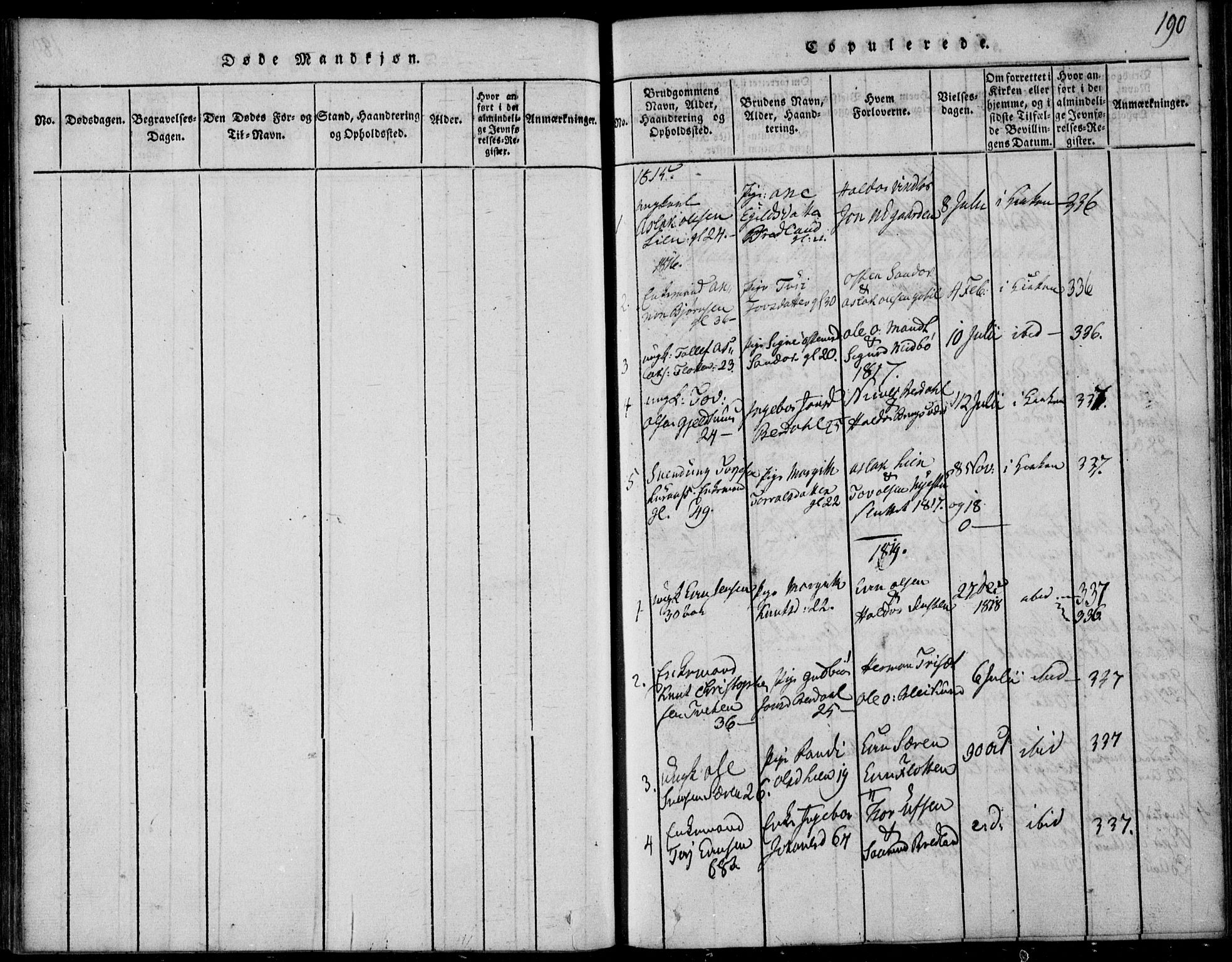 Vinje kirkebøker, SAKO/A-312/F/Fb/L0001: Parish register (official) no. II 1, 1814-1843, p. 190
