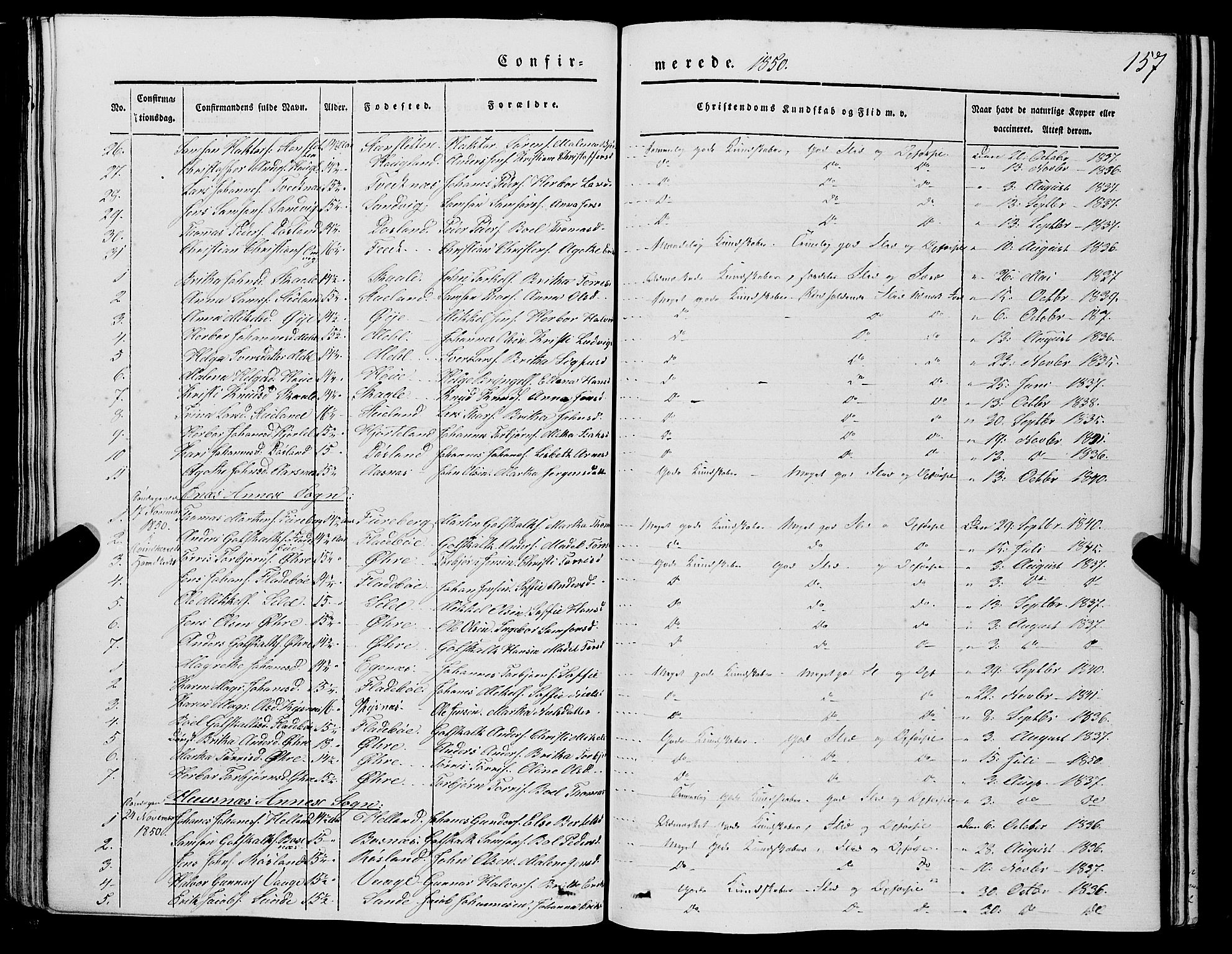 Kvinnherad sokneprestembete, SAB/A-76401/H/Haa: Parish register (official) no. A 7, 1843-1853, p. 157