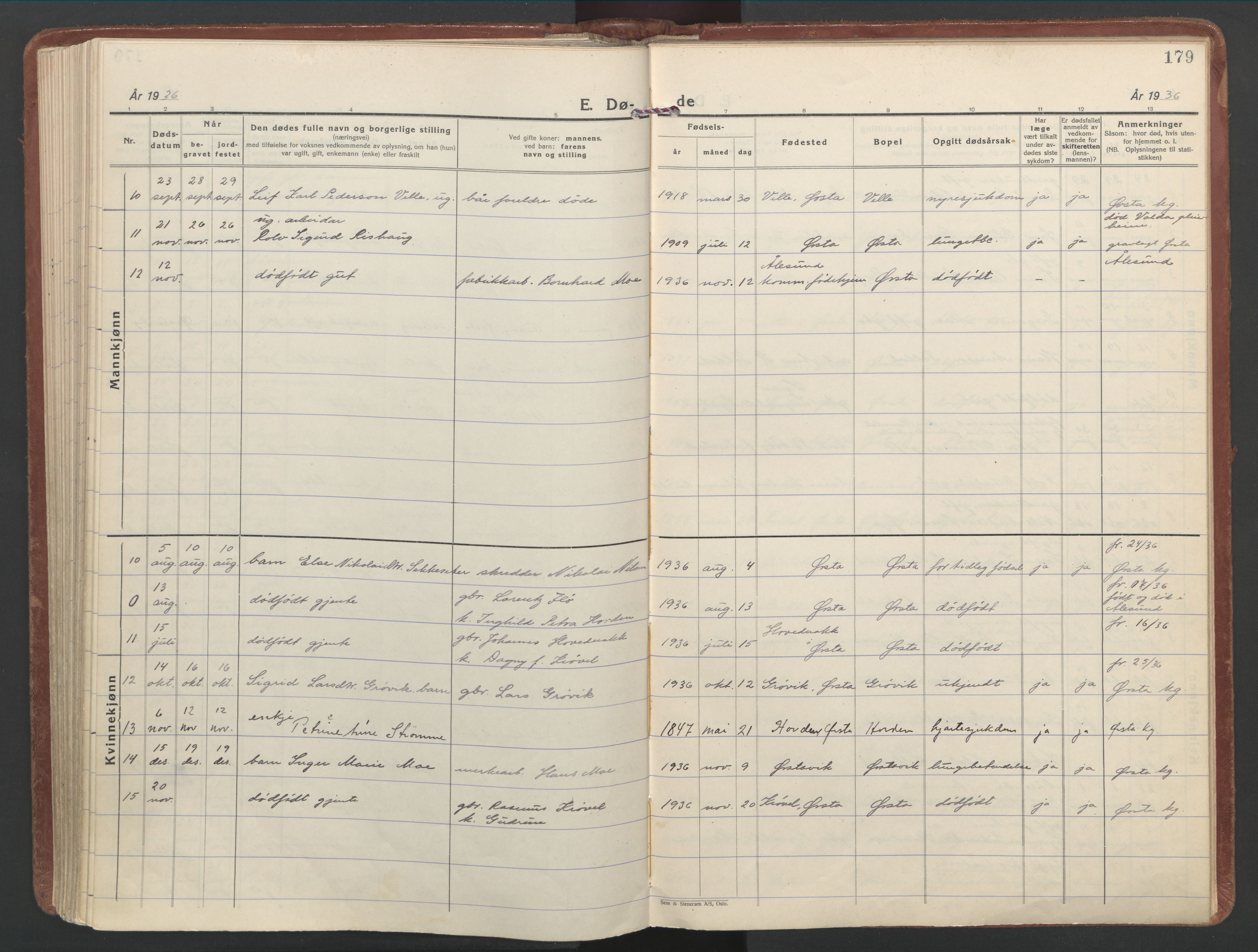 Ministerialprotokoller, klokkerbøker og fødselsregistre - Møre og Romsdal, AV/SAT-A-1454/513/L0181: Parish register (official) no. 513A08, 1930-1943, p. 179