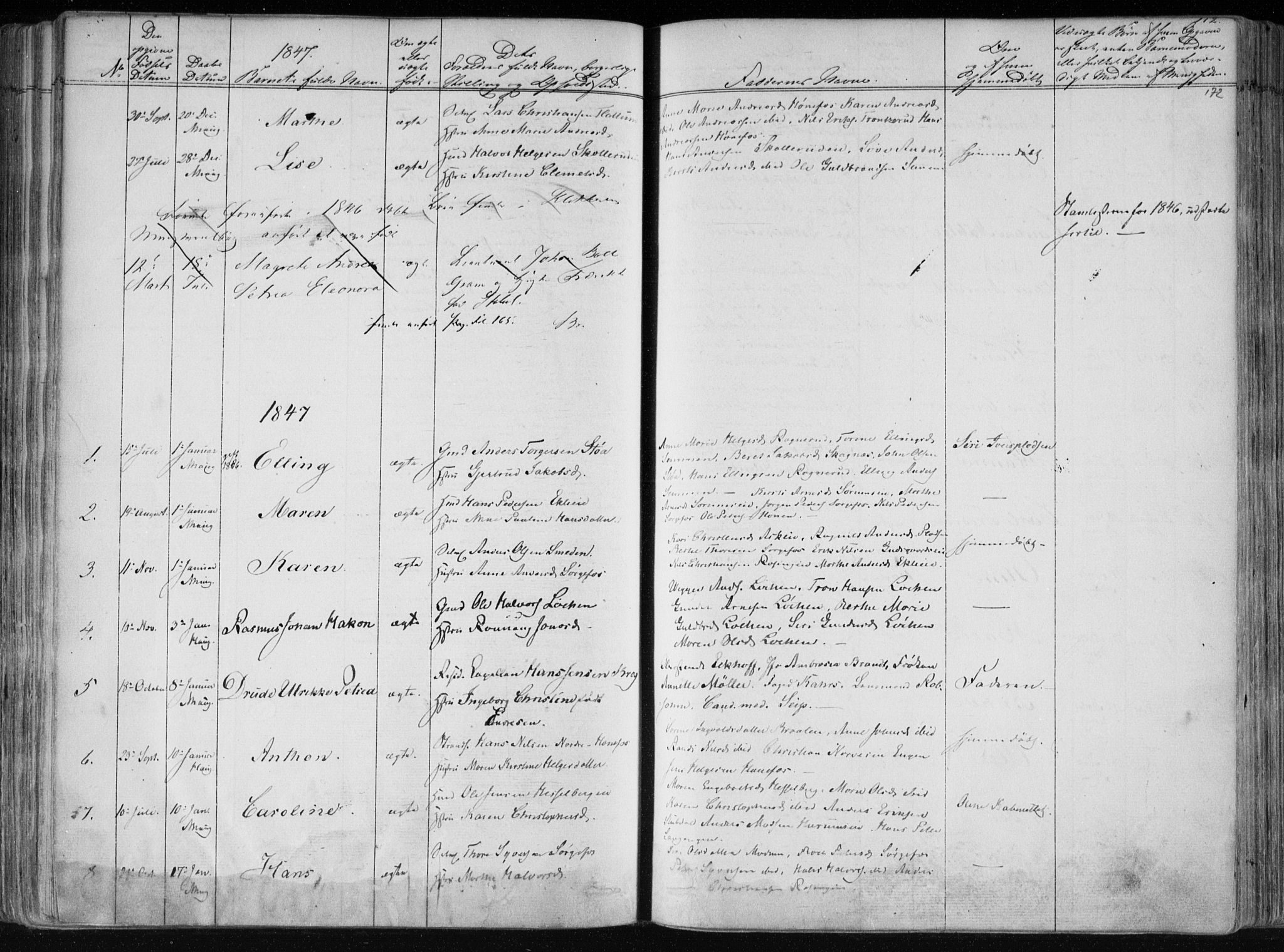 Norderhov kirkebøker, SAKO/A-237/F/Fa/L0010: Parish register (official) no. 10, 1837-1847, p. 172