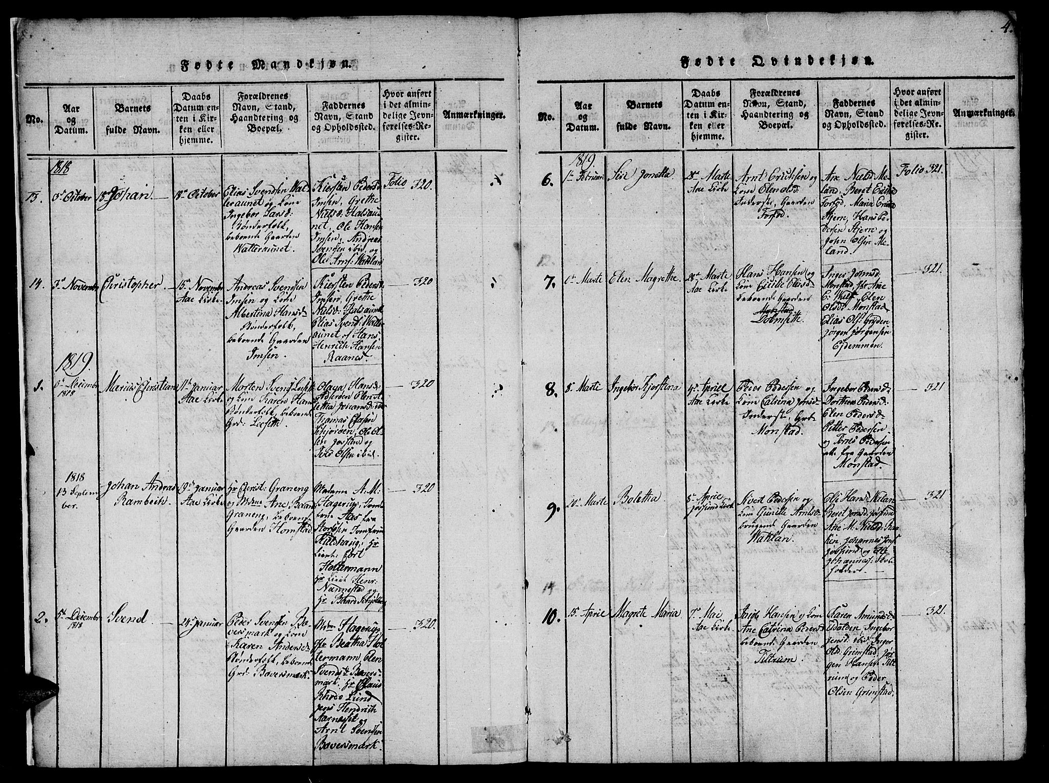Ministerialprotokoller, klokkerbøker og fødselsregistre - Sør-Trøndelag, SAT/A-1456/655/L0675: Parish register (official) no. 655A04, 1818-1830, p. 4