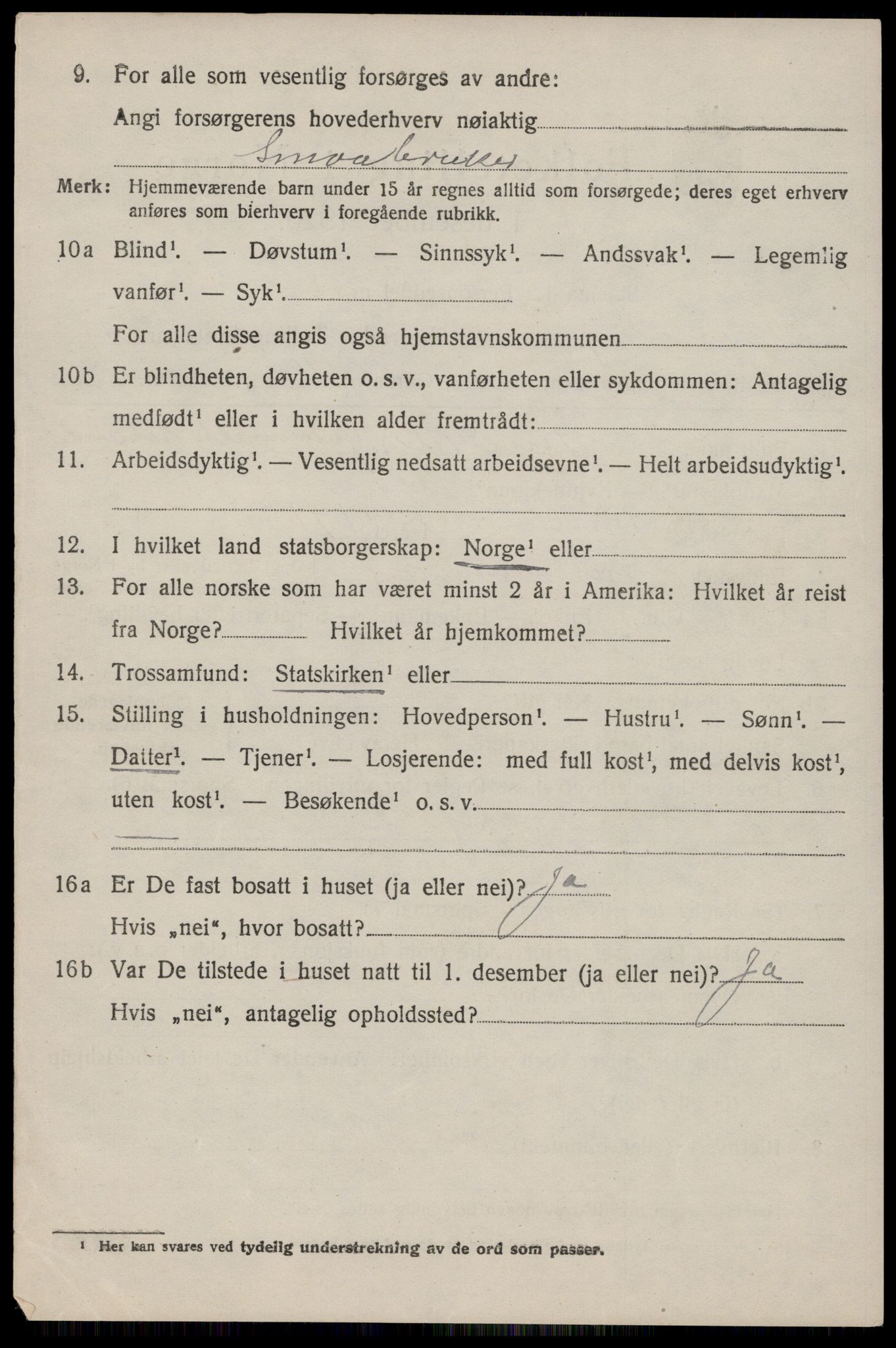 SAST, 1920 census for Sjernarøy, 1920, p. 877