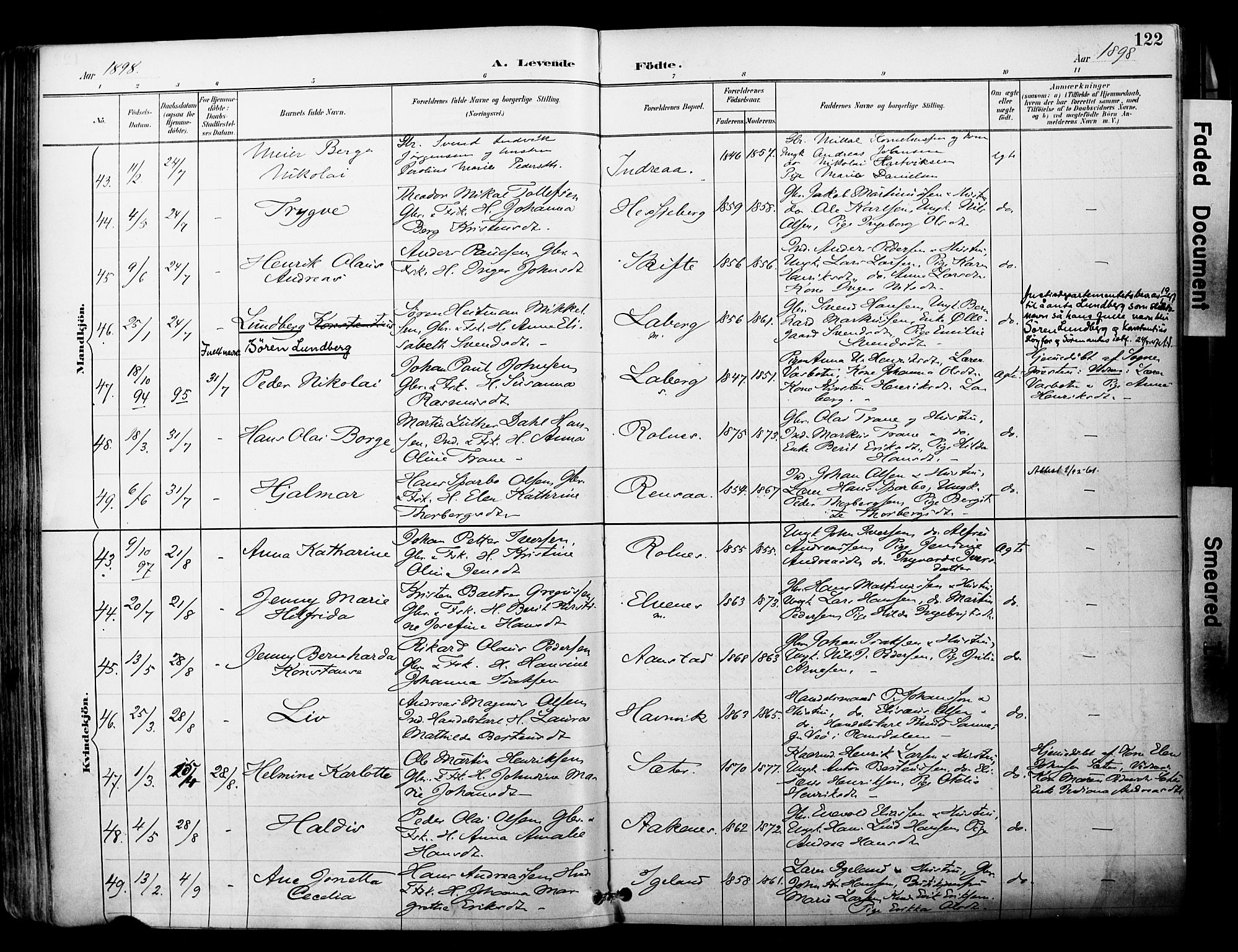 Ibestad sokneprestembete, SATØ/S-0077/H/Ha/Haa/L0012kirke: Parish register (official) no. 12, 1890-1900, p. 122
